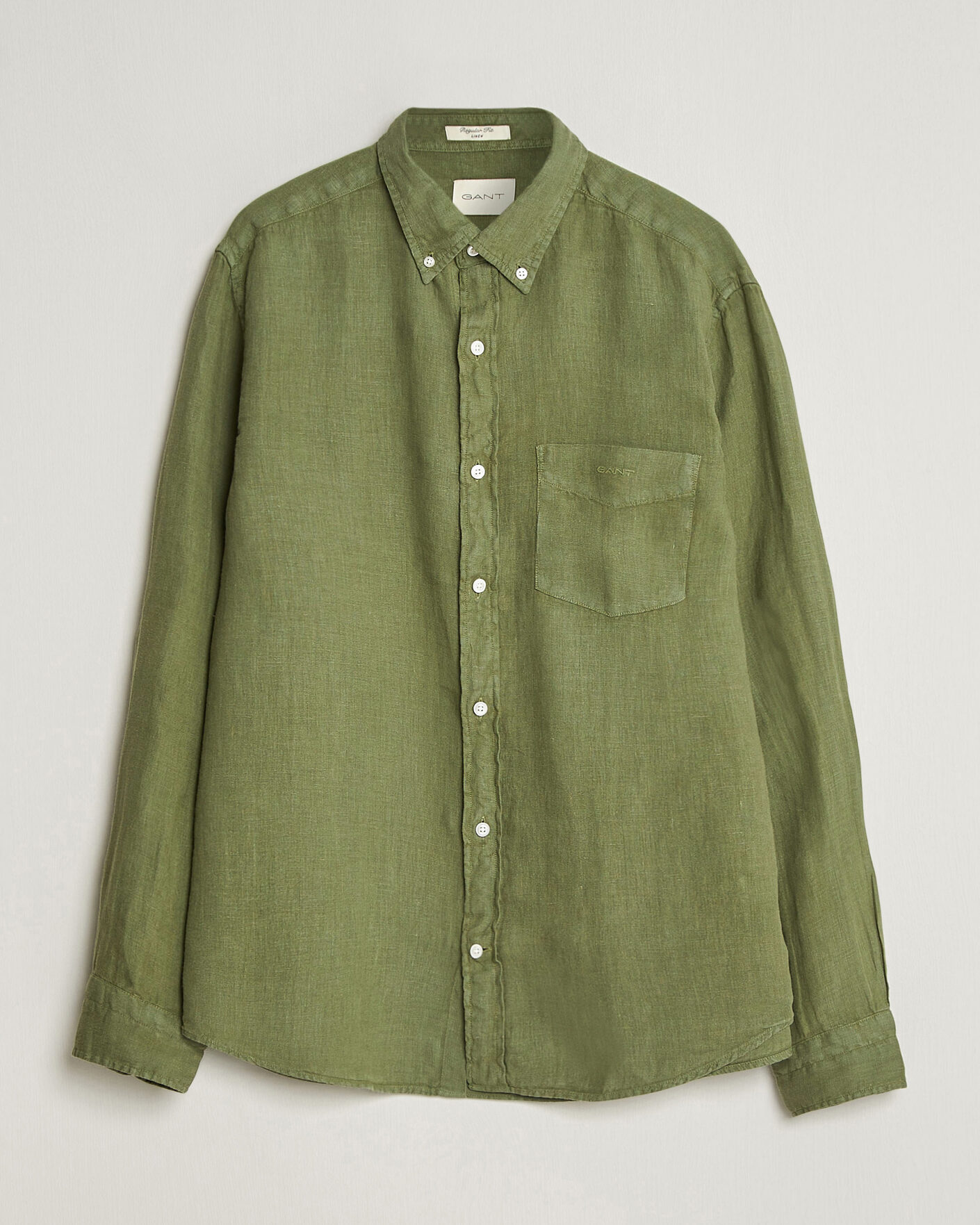Herr | Skjortor | Gant | Regular Fit Garment Dyed Linen Shirt Dry Herb Green