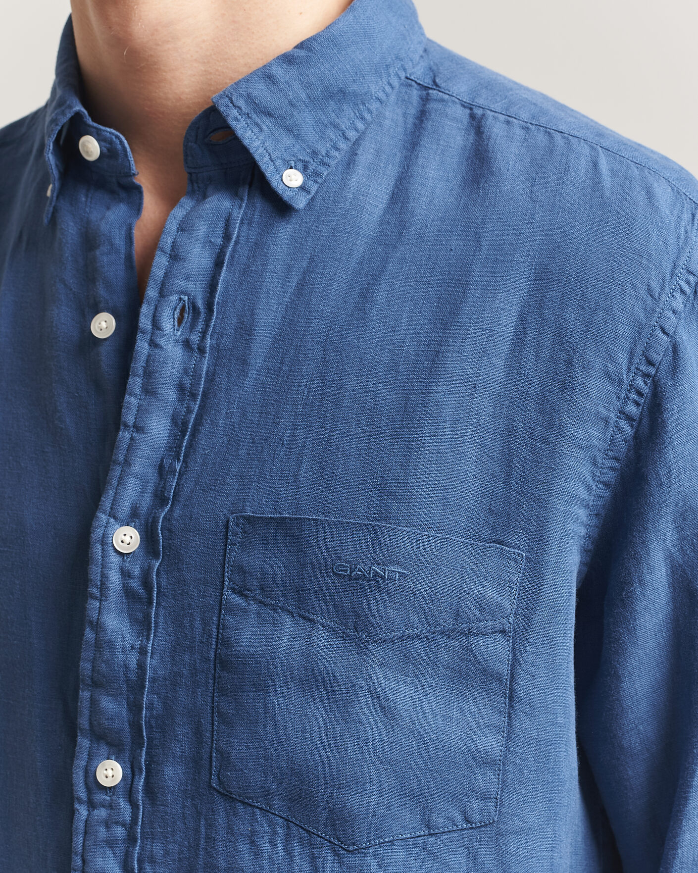 Herr | Skjortor | Gant | Regular Fit Garment Dyed Linen Shirt Vintage Blue