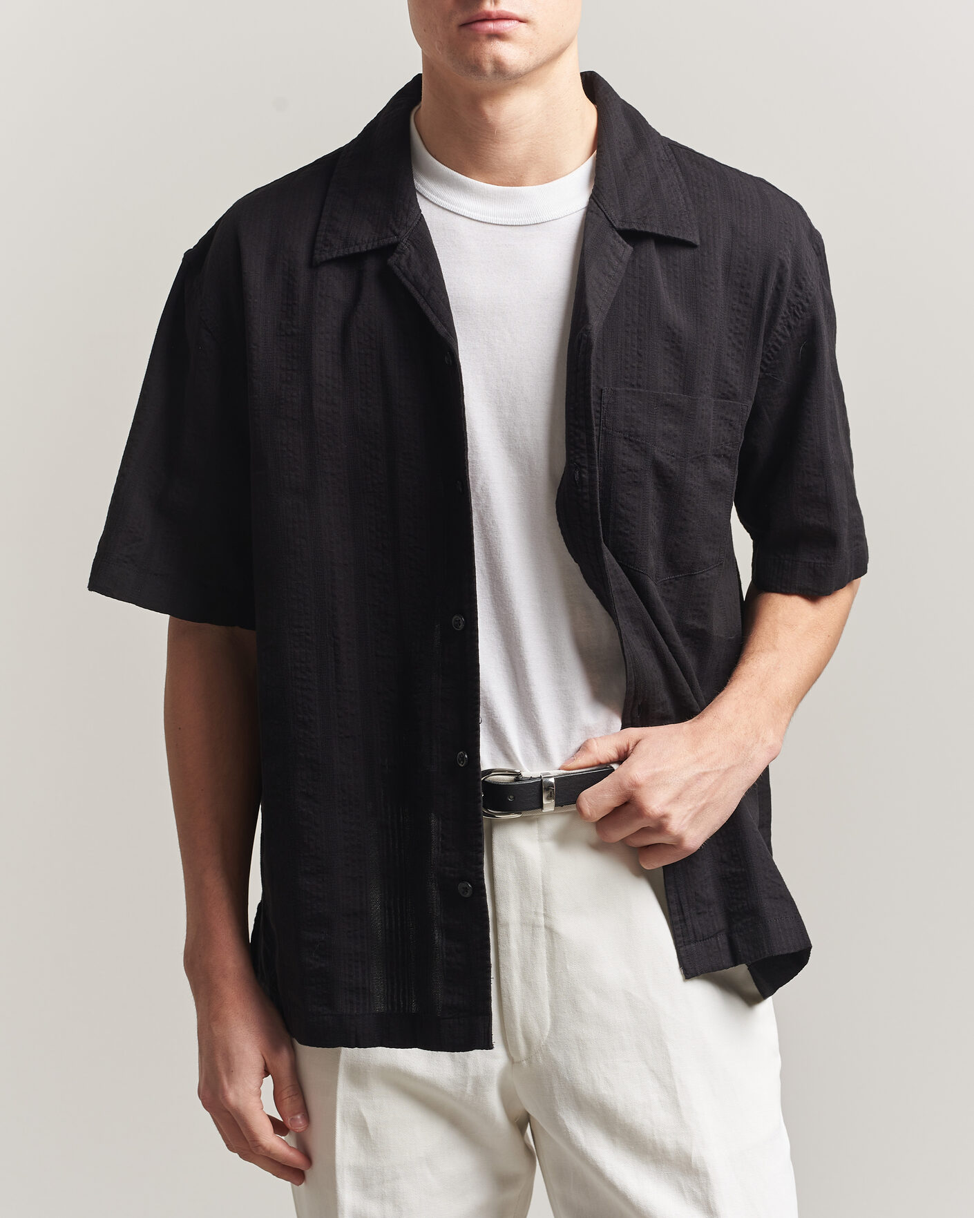 Herr | Skjortor | Gant | Relaxed Fit Dobby Striped Camp Shirt Black