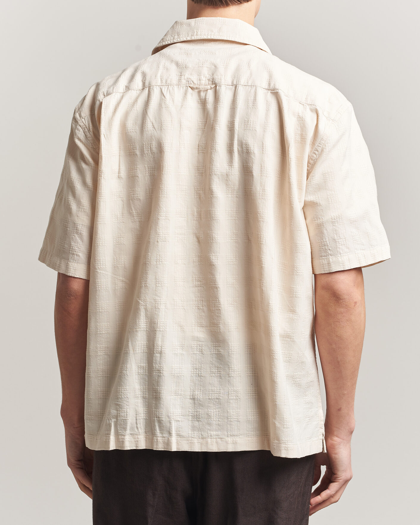 Herr | Skjortor | Gant | Relaxed Fit Textured Checked Camp Shirt Creamed White