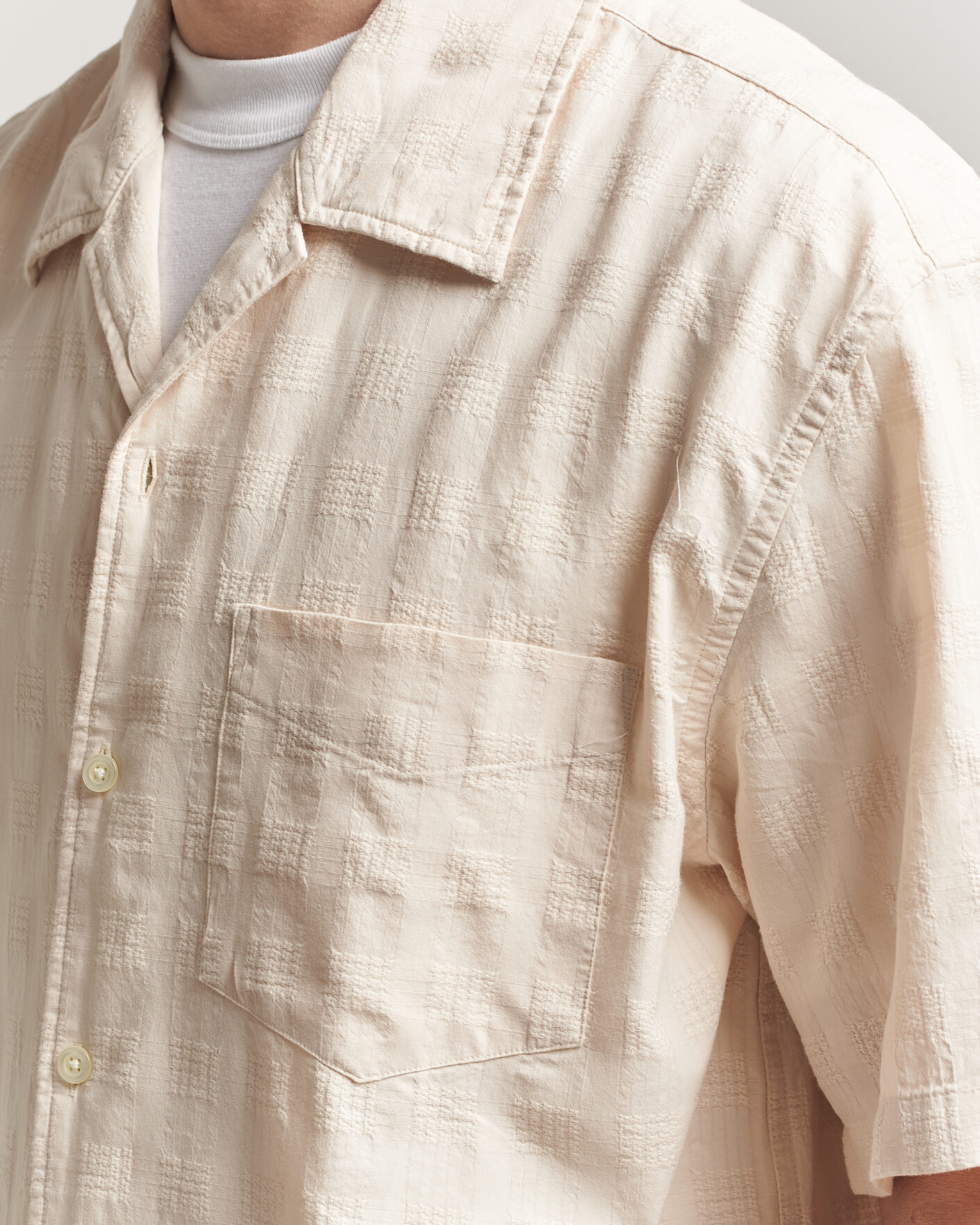 Herr | Skjortor | Gant | Relaxed Fit Textured Checked Camp Shirt Creamed White