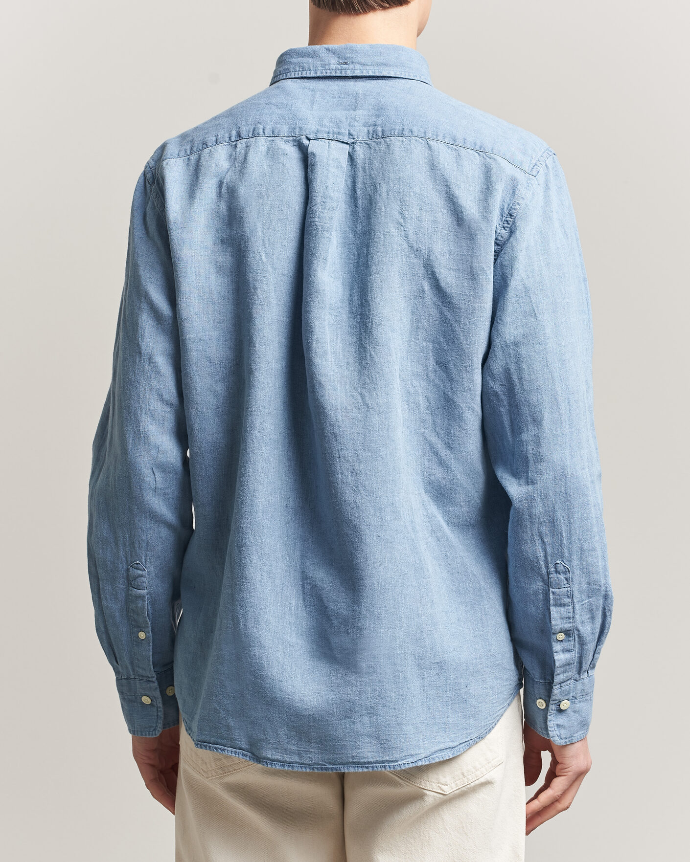 Herr | Skjortor | Gant | Regular Fit Cotton Linen Indigo Shirt Semi Light Blue