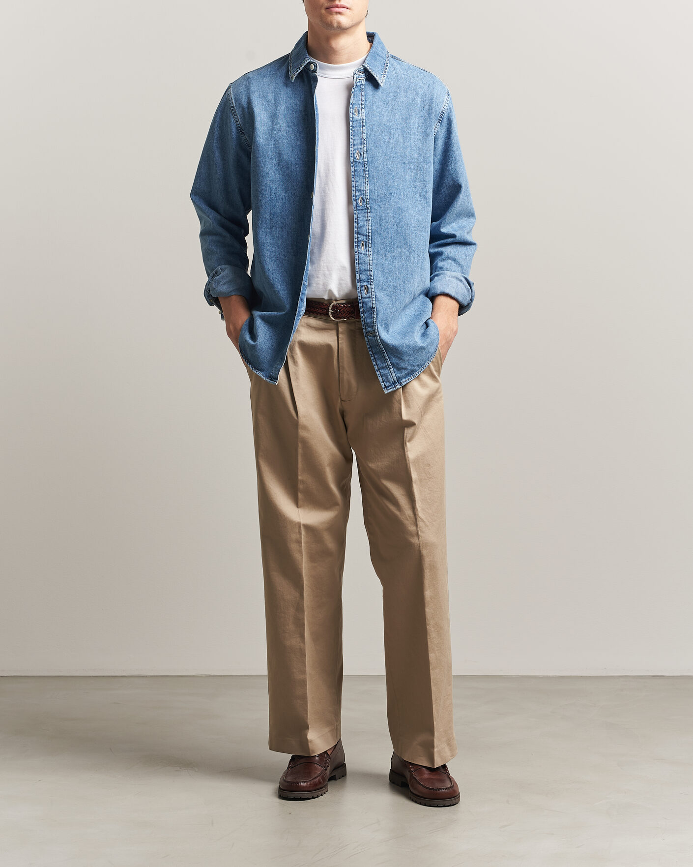 Herr | Skjortor | GANT | Regular Fit Denim Shirt Semi Light Blue Worn In