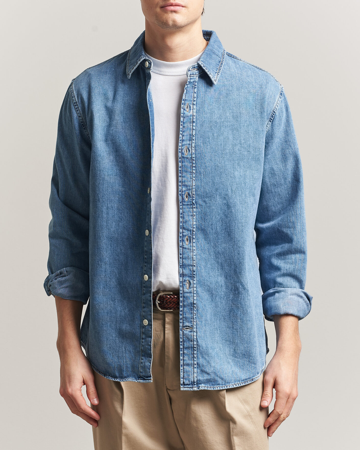 Herr | Skjortor | GANT | Regular Fit Denim Shirt Semi Light Blue Worn In