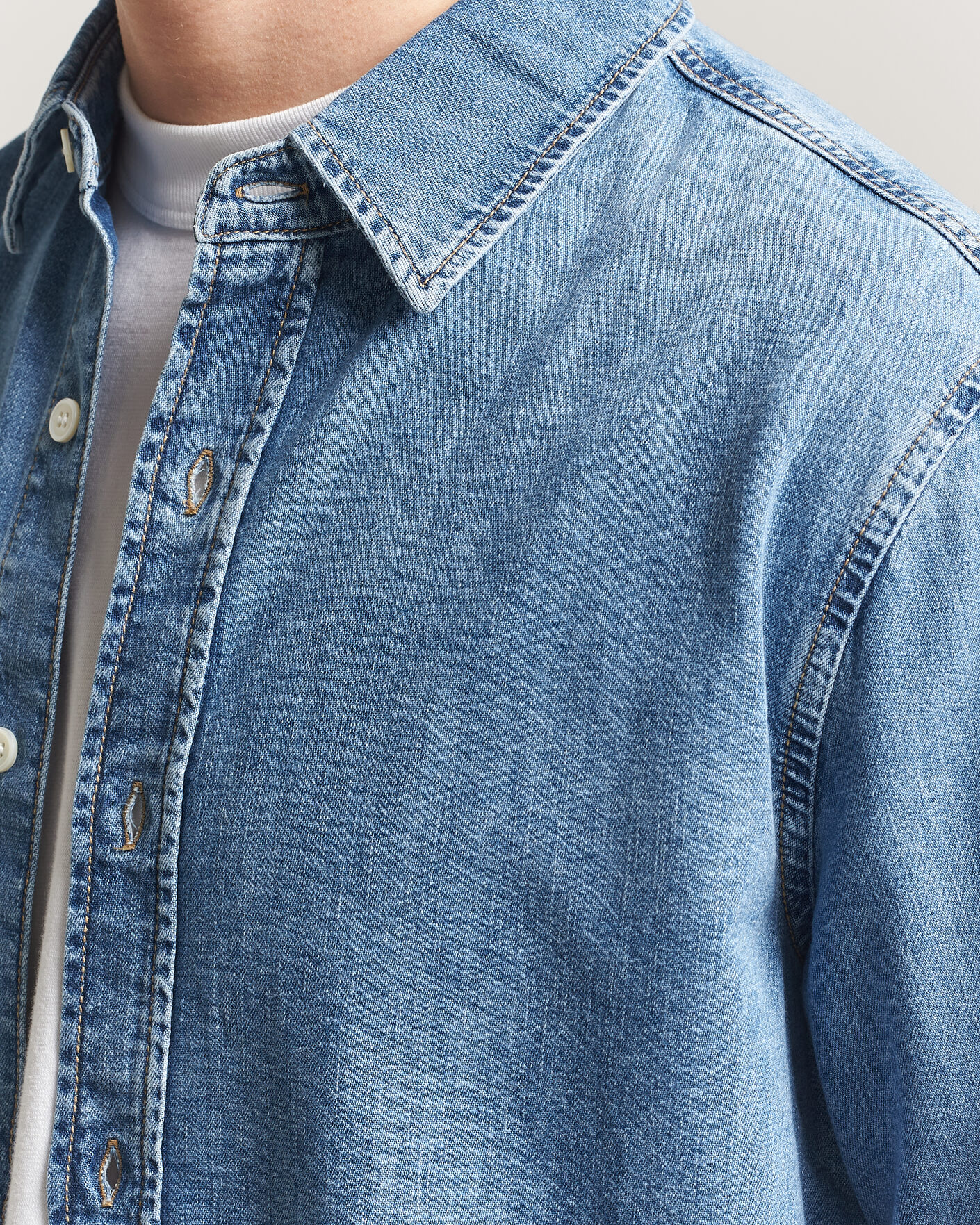 Herr | Skjortor | GANT | Regular Fit Denim Shirt Semi Light Blue Worn In