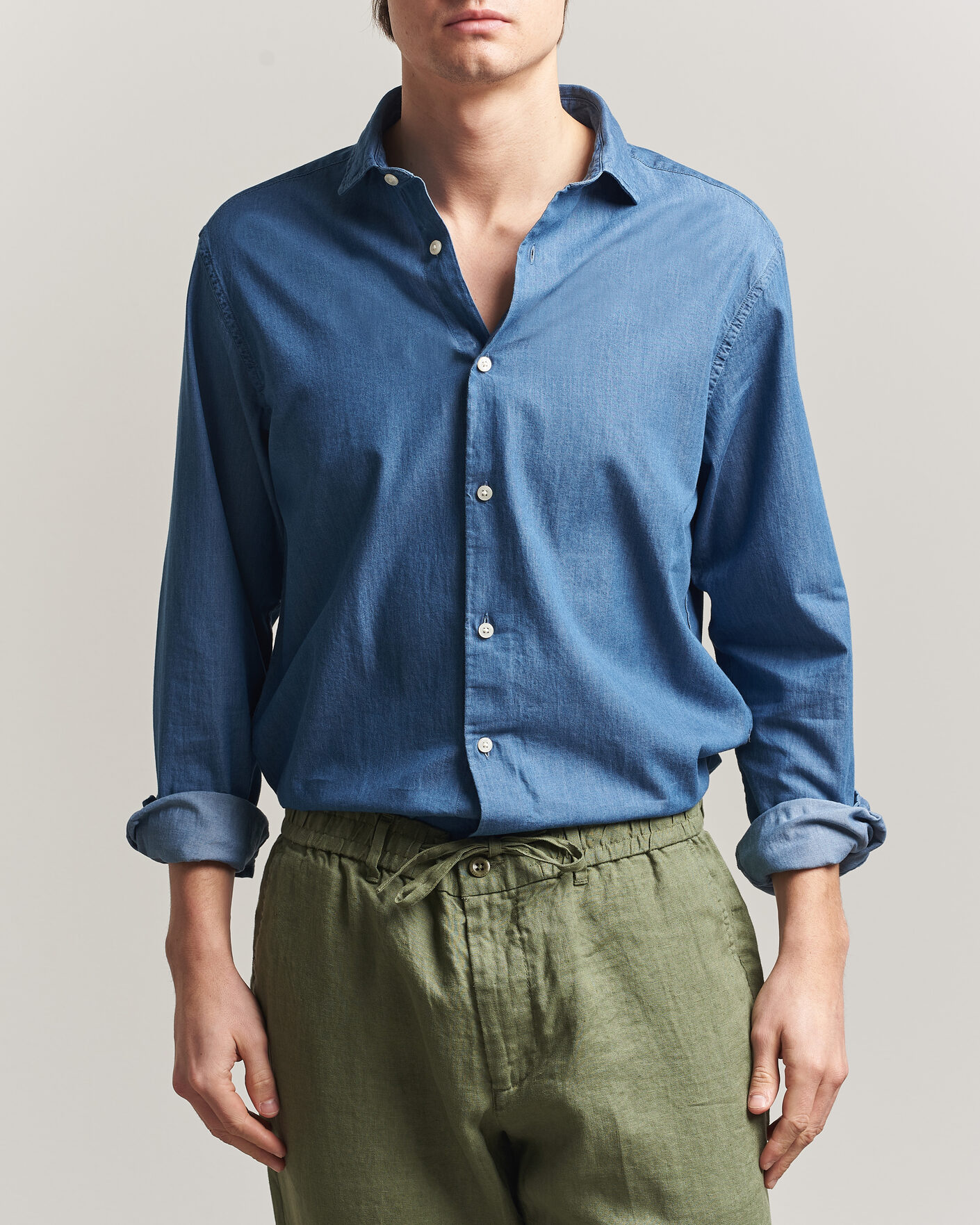 Herr | Skjortor | Gant | Regular Fit Indigo Twill Shirt Semi Light Blue