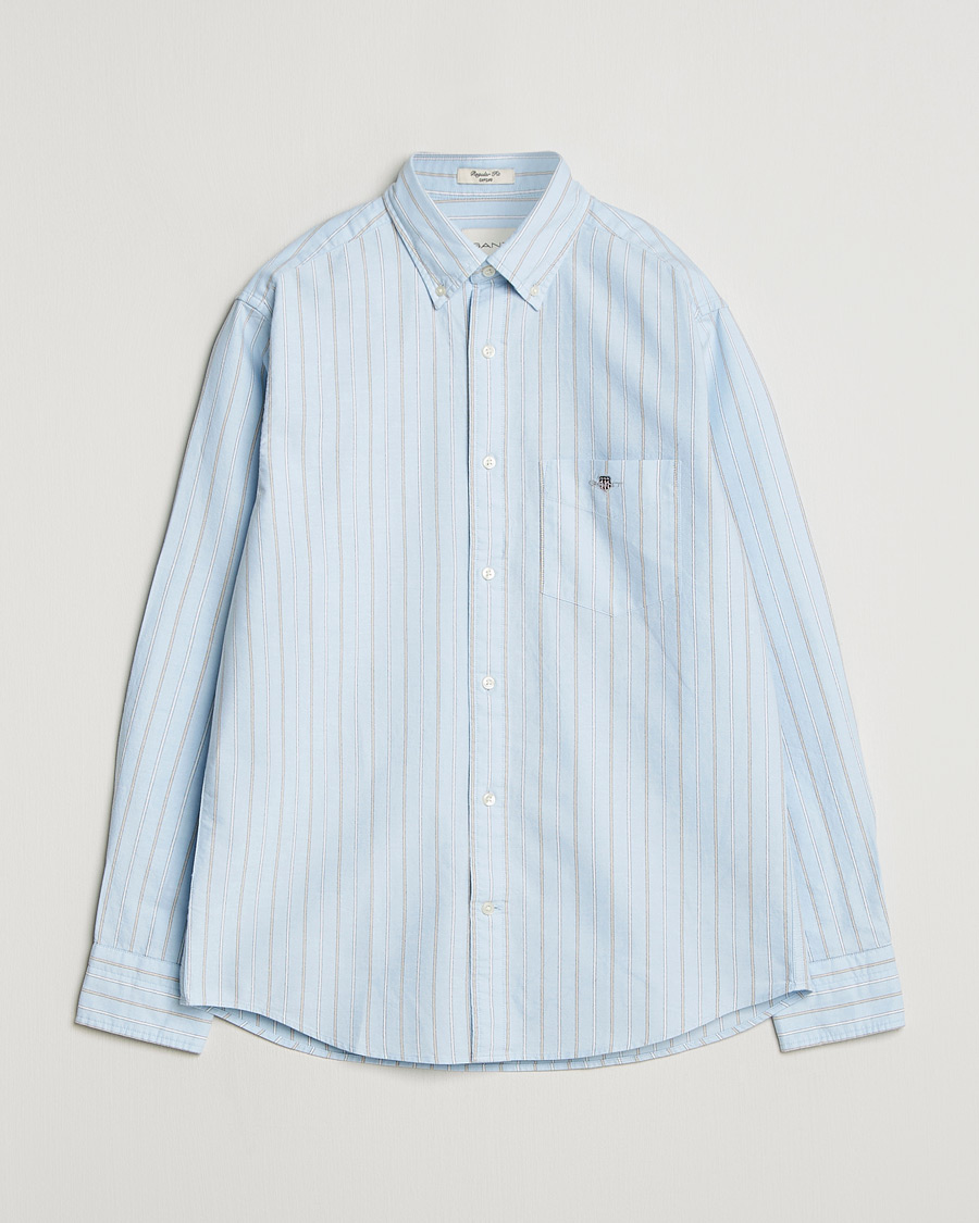 Herr | Skjortor | GANT | Regluar Fit Clsasic Oxford Striped Shirt Sky Blue