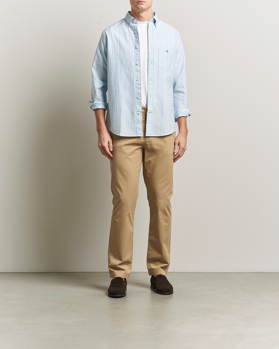 Herr | Skjortor | GANT | Regluar Fit Clsasic Oxford Striped Shirt Sky Blue