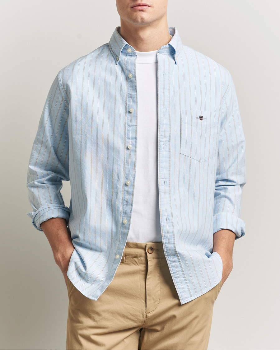 Herr | Skjortor | Gant | Regluar Fit Clsasic Oxford Striped Shirt Sky Blue