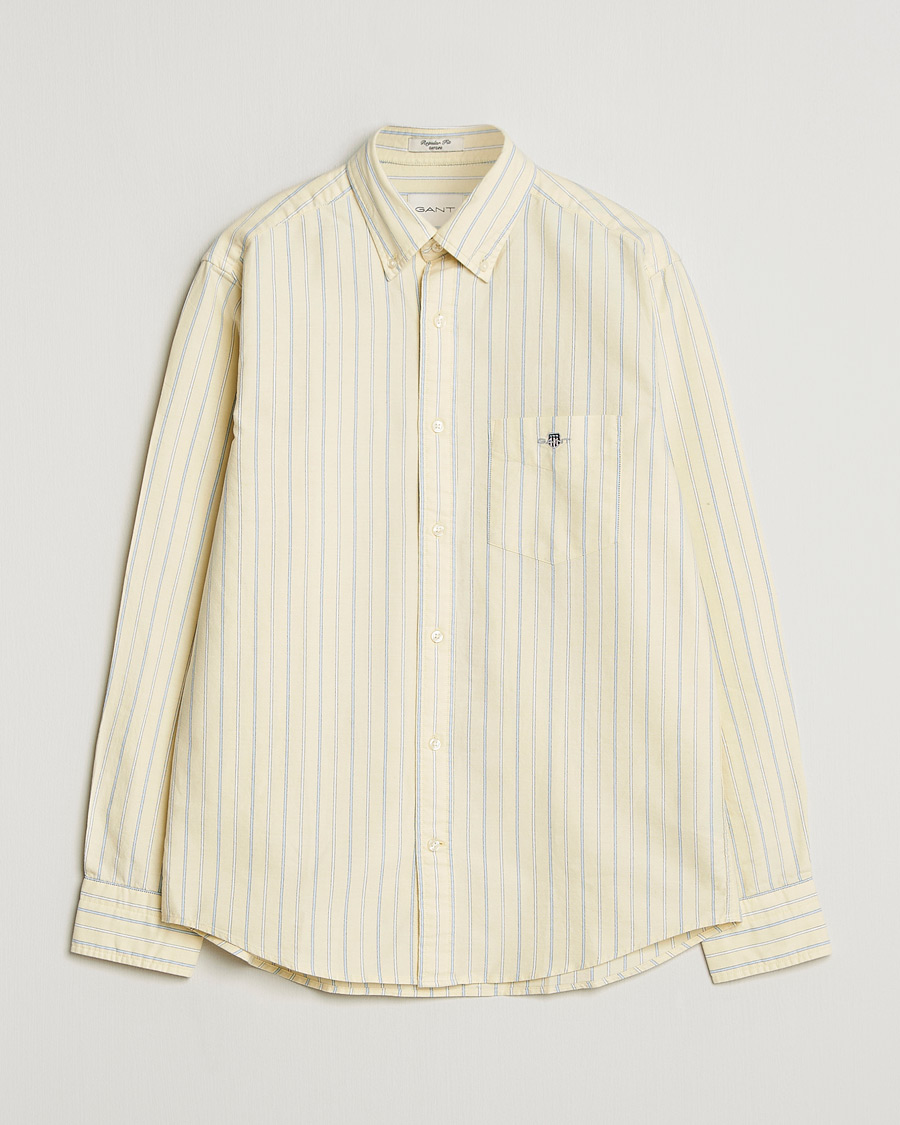 Herr | Skjortor | GANT | Regluar Fit Classic Oxford Striped Shirt Light Mustard Yellow
