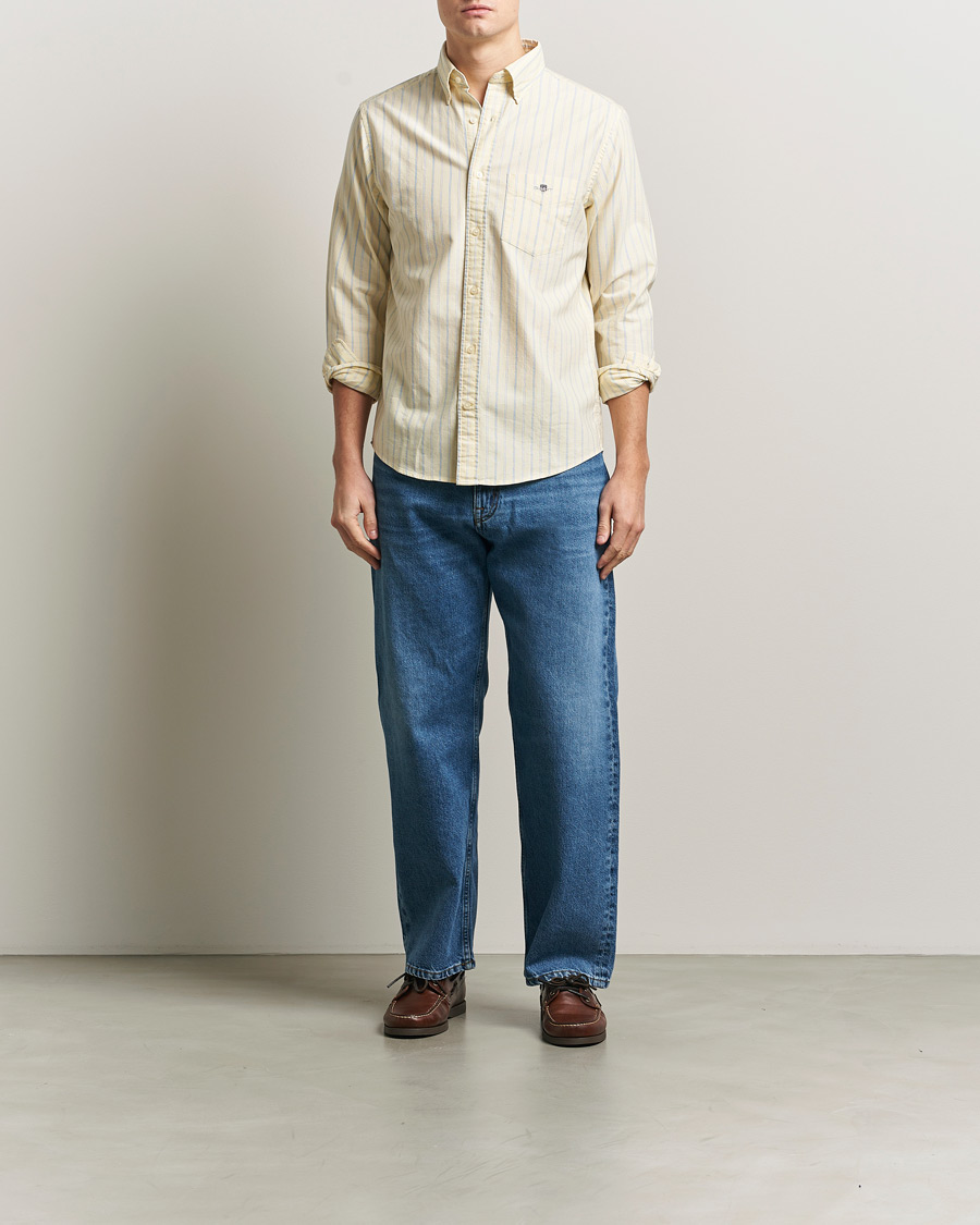 Herr | Skjortor | Gant | Regluar Fit Classic Oxford Striped Shirt Light Mustard Yellow