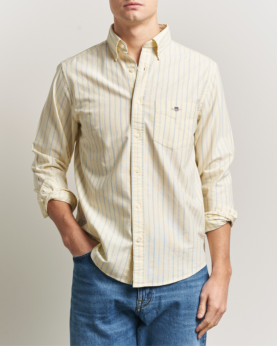 Herr | Skjortor | Gant | Regluar Fit Classic Oxford Striped Shirt Light Mustard Yellow