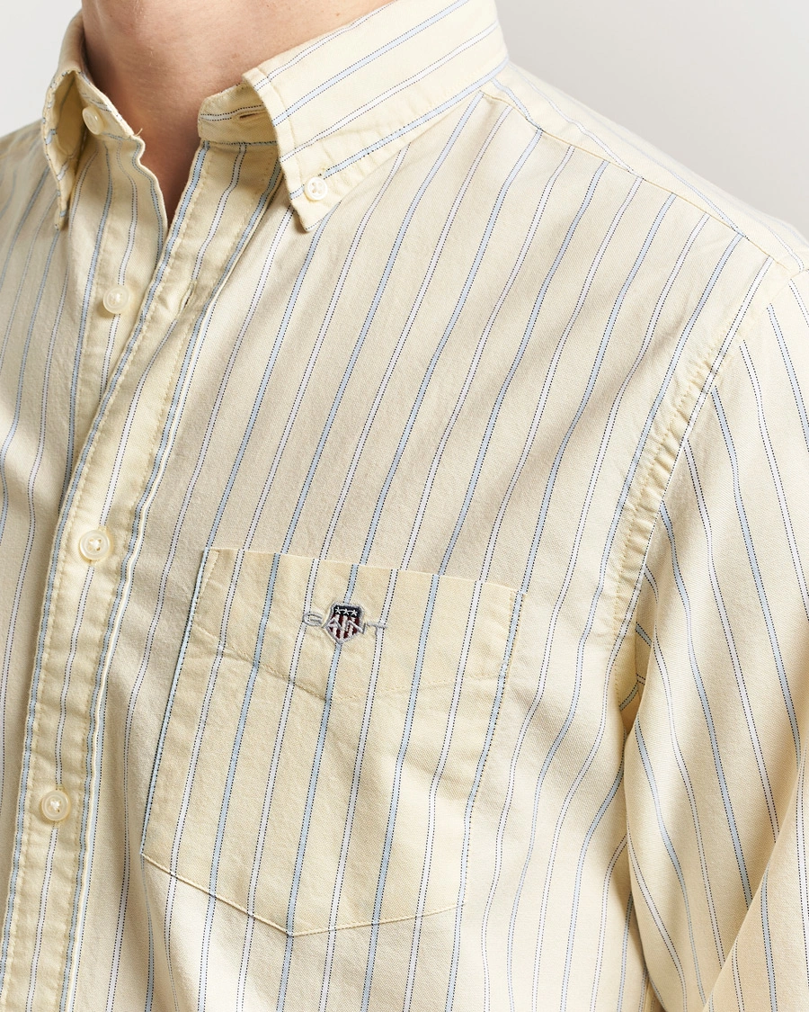 Herr | Skjortor | GANT | Regluar Fit Classic Oxford Striped Shirt Light Mustard Yellow