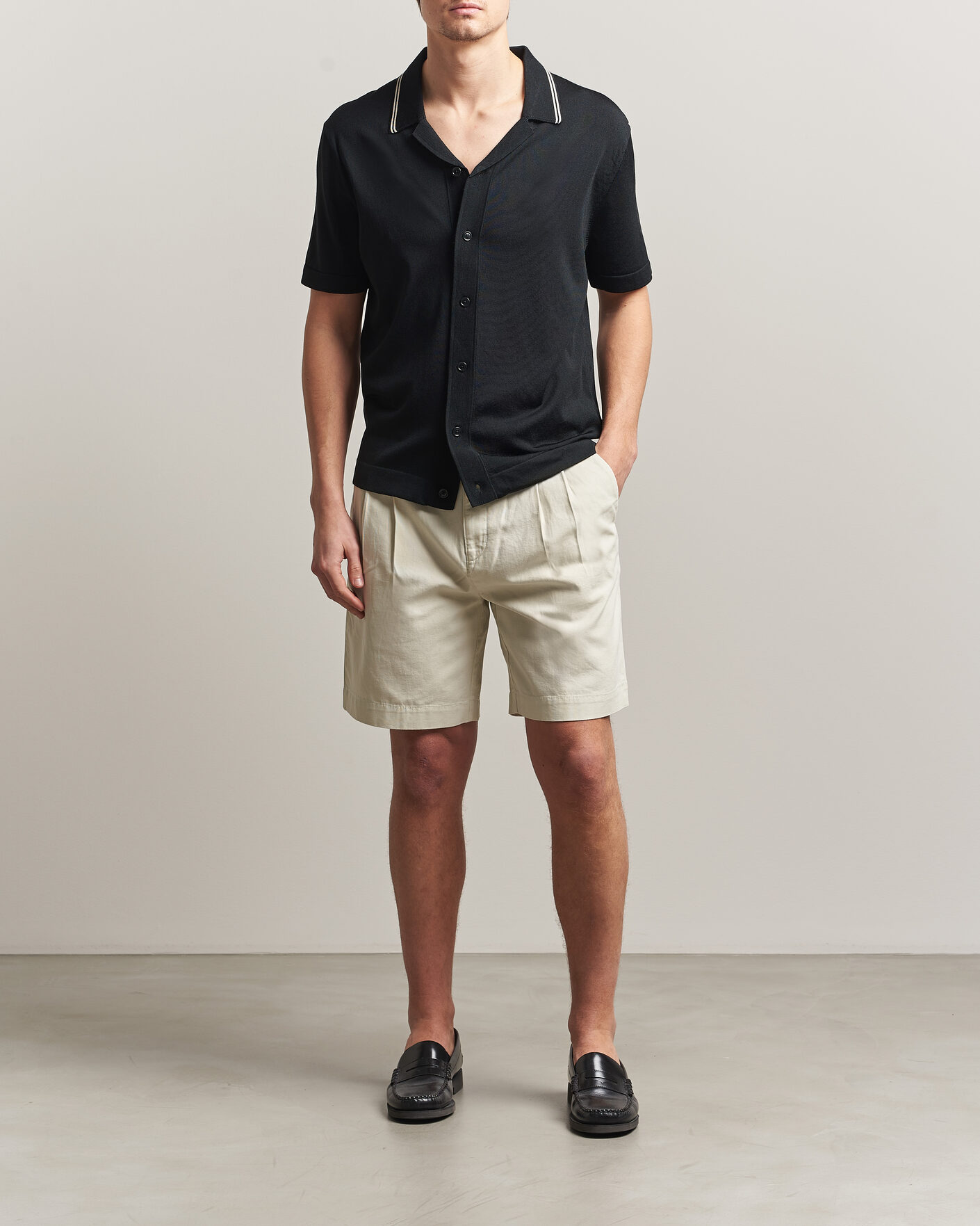 Herr | Skjortor | Gant | Knitted Resort Collar Shirt Black
