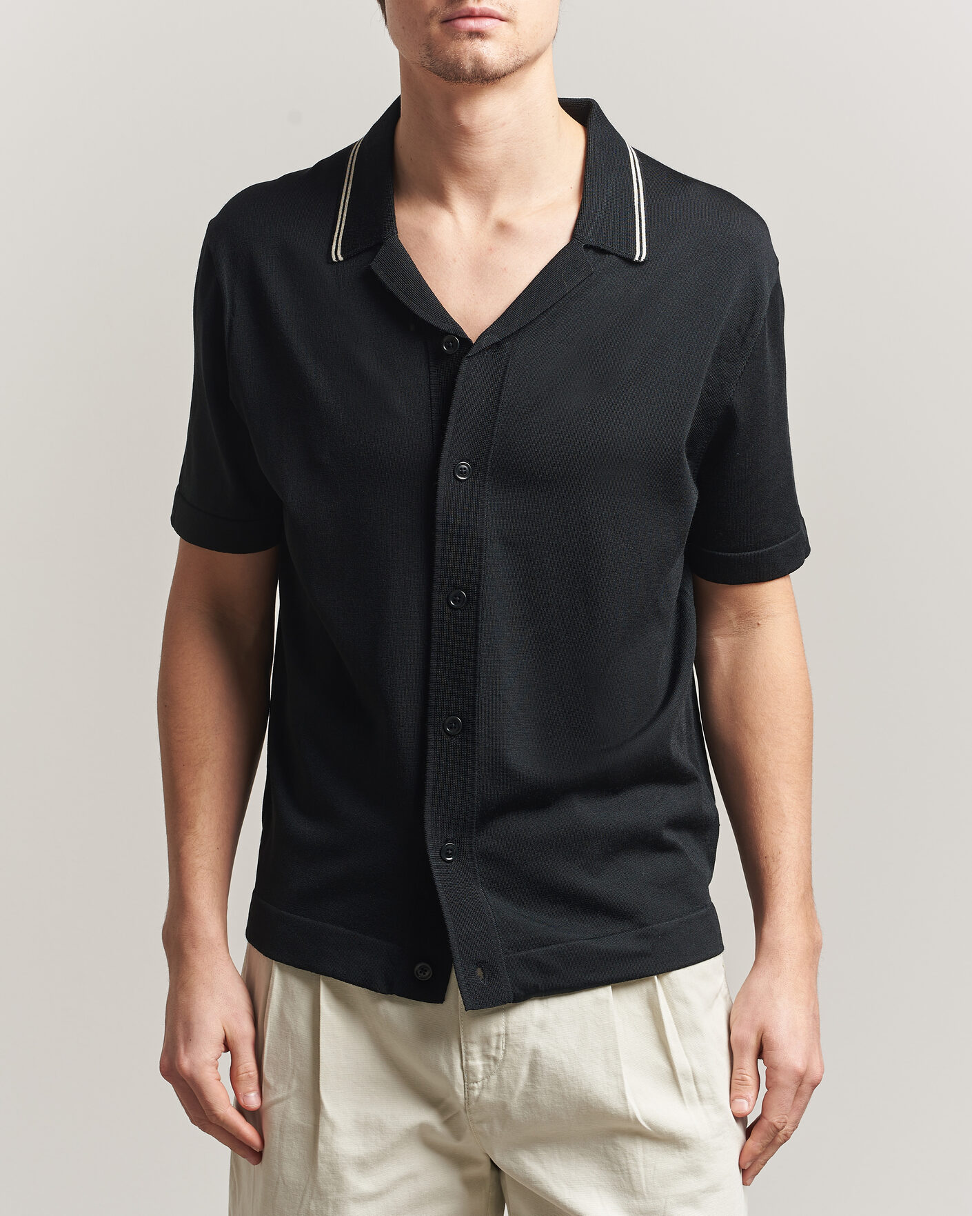 Herr | Skjortor | Gant | Knitted Resort Collar Shirt Black