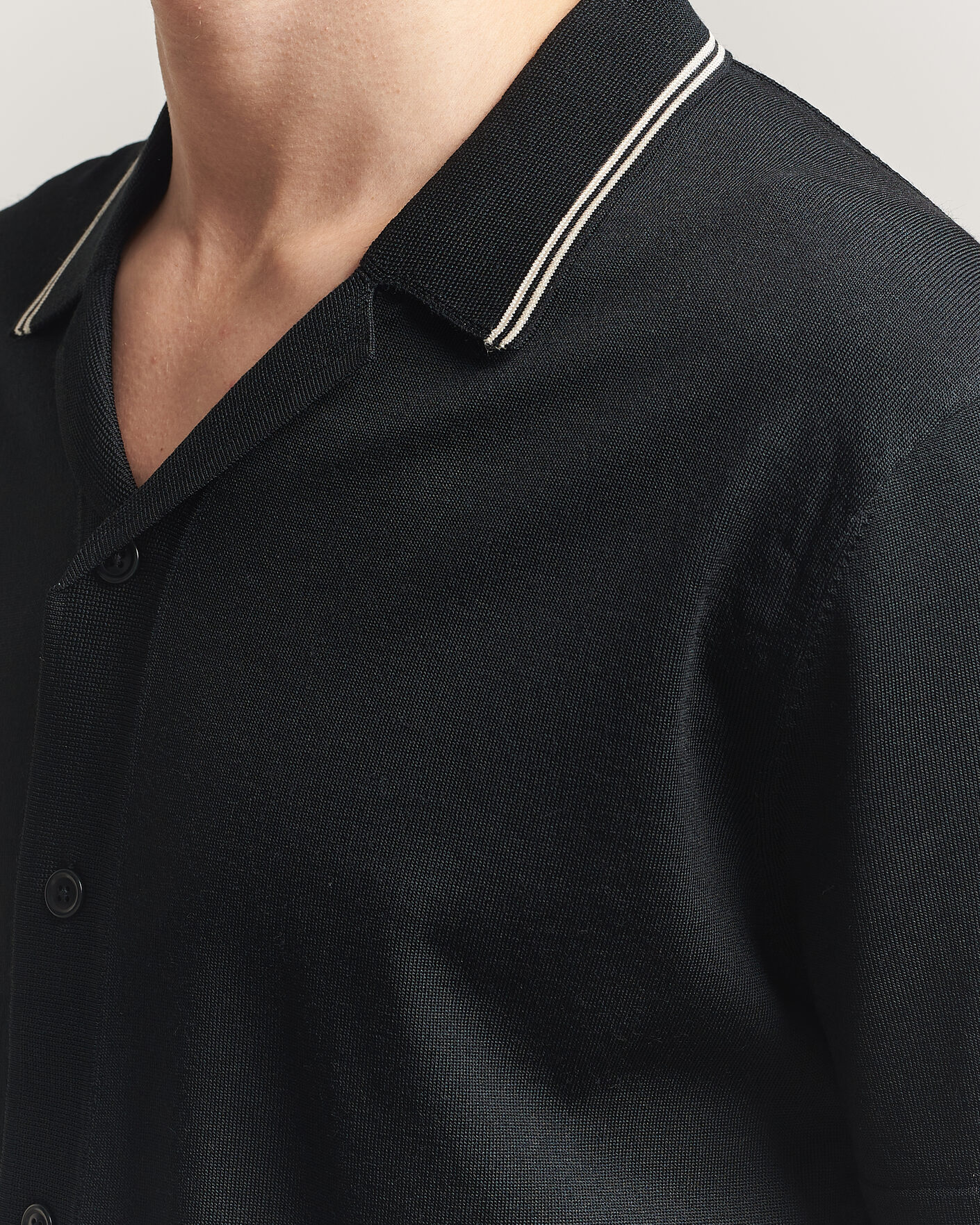Herr | Skjortor | Gant | Knitted Resort Collar Shirt Black