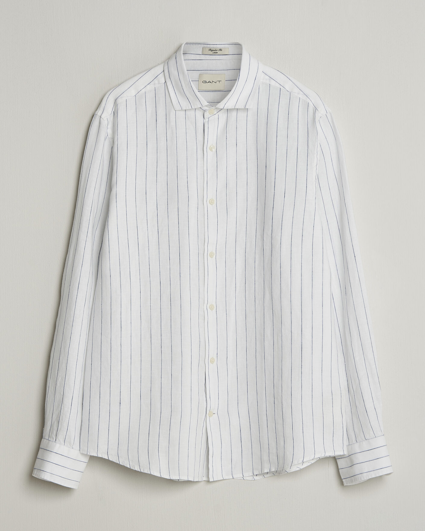 Herr | Skjortor | GANT | Regular Fit Linen Striped Shirt White