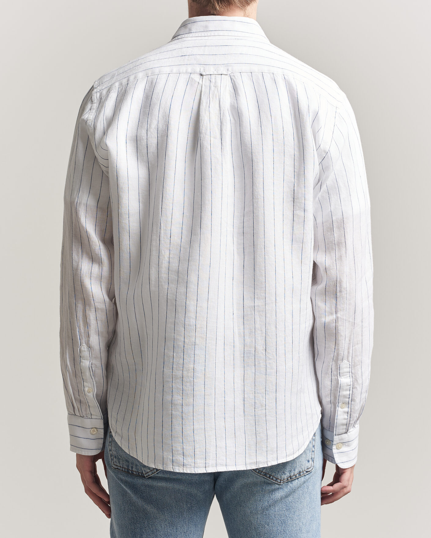 Herr | Skjortor | GANT | Regular Fit Linen Striped Shirt White