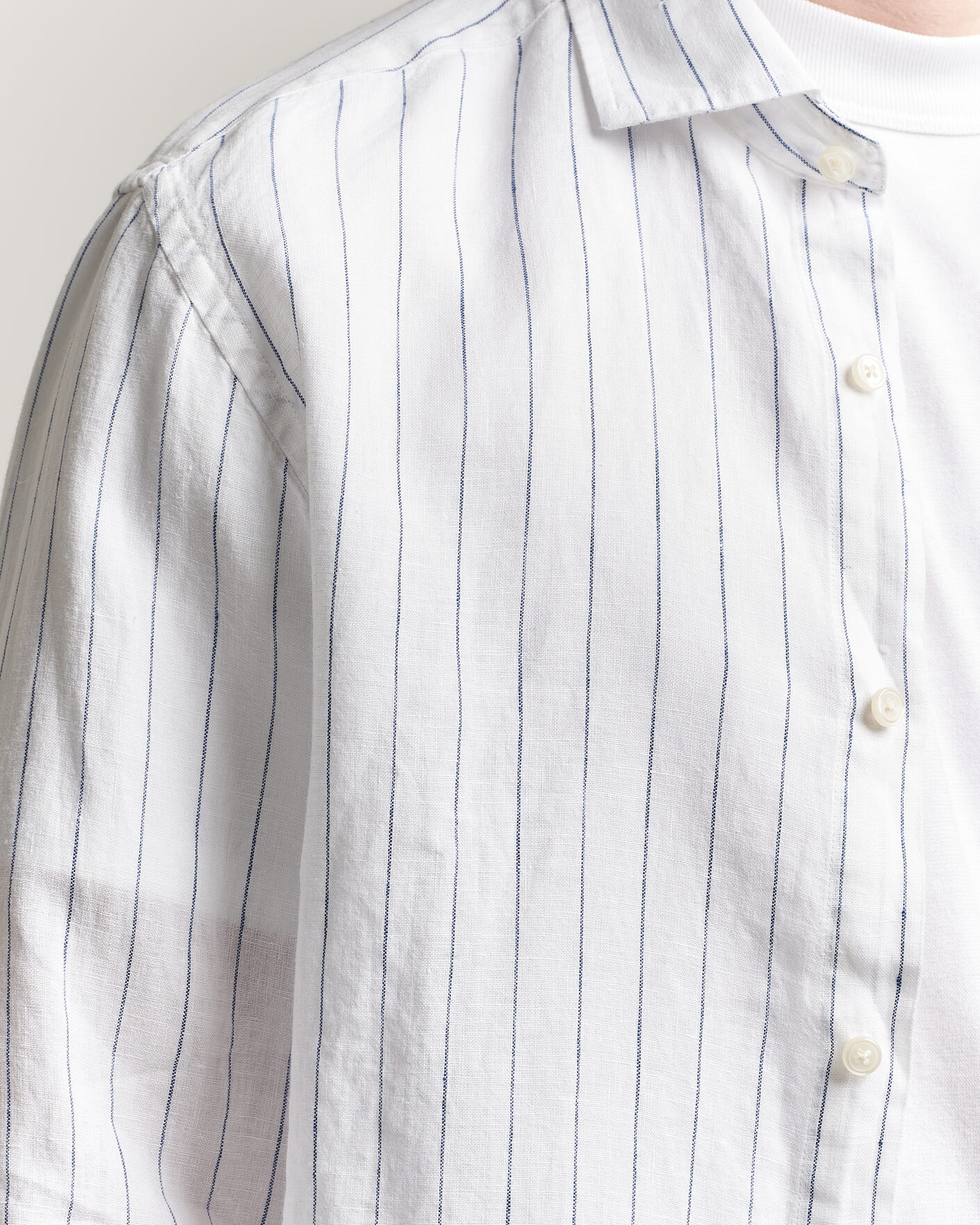 Herr | Skjortor | GANT | Regular Fit Linen Striped Shirt White