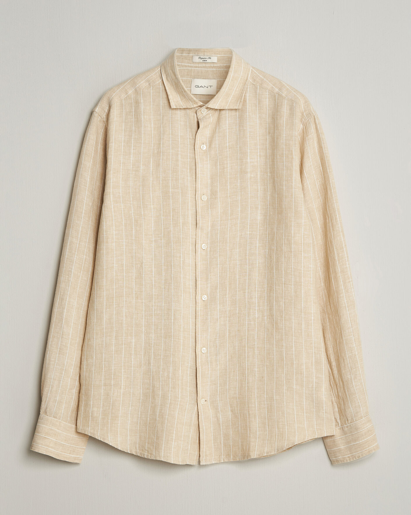 Herr | Skjortor | Gant | Regular Fit Linen Striped Shirt Oat Beige