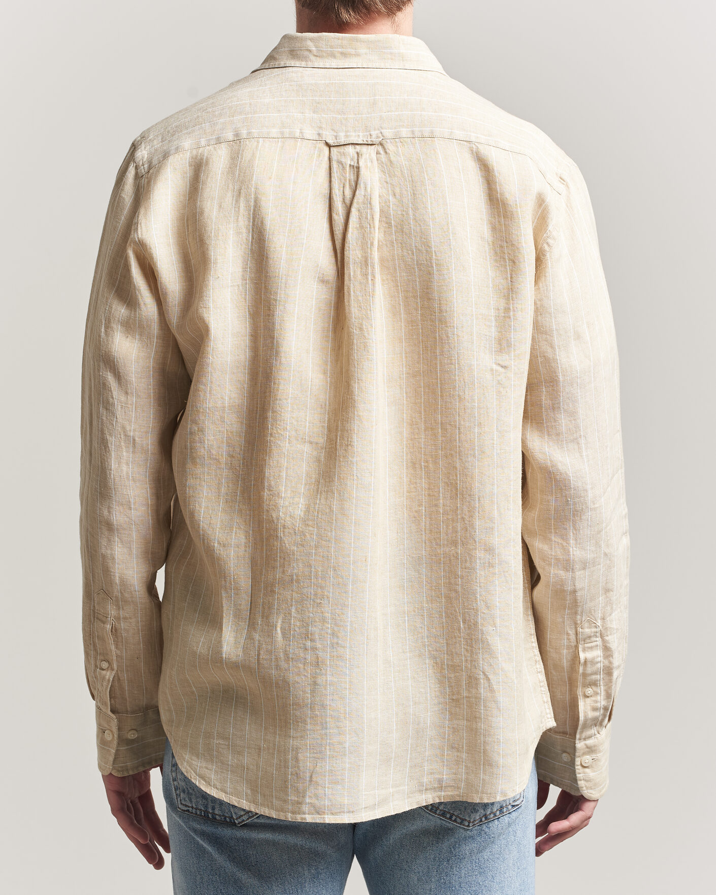 Herr | Skjortor | Gant | Regular Fit Linen Striped Shirt Oat Beige