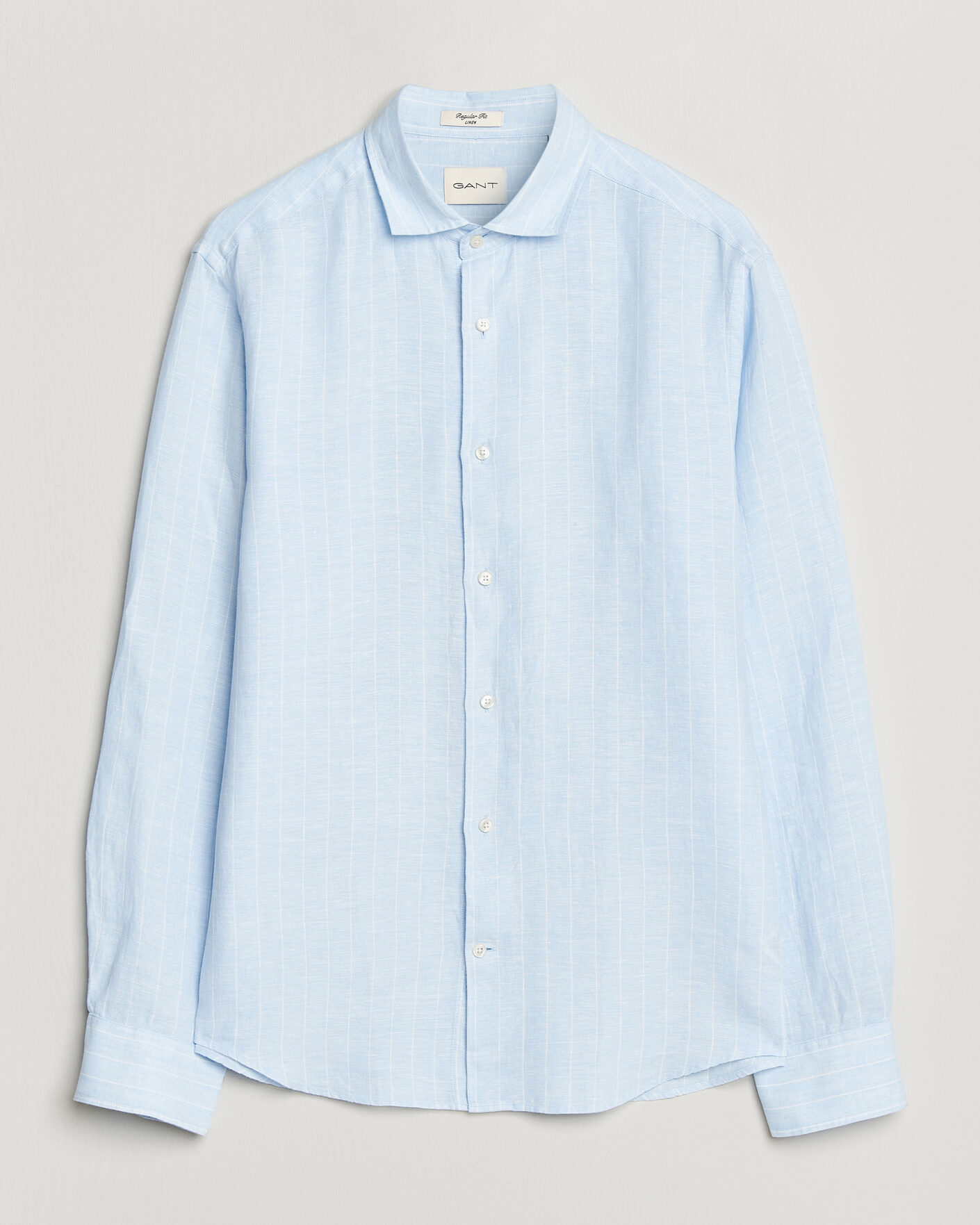 Herr | Skjortor | Gant | Regular Fit Linen Striped Shirt Sky Blue