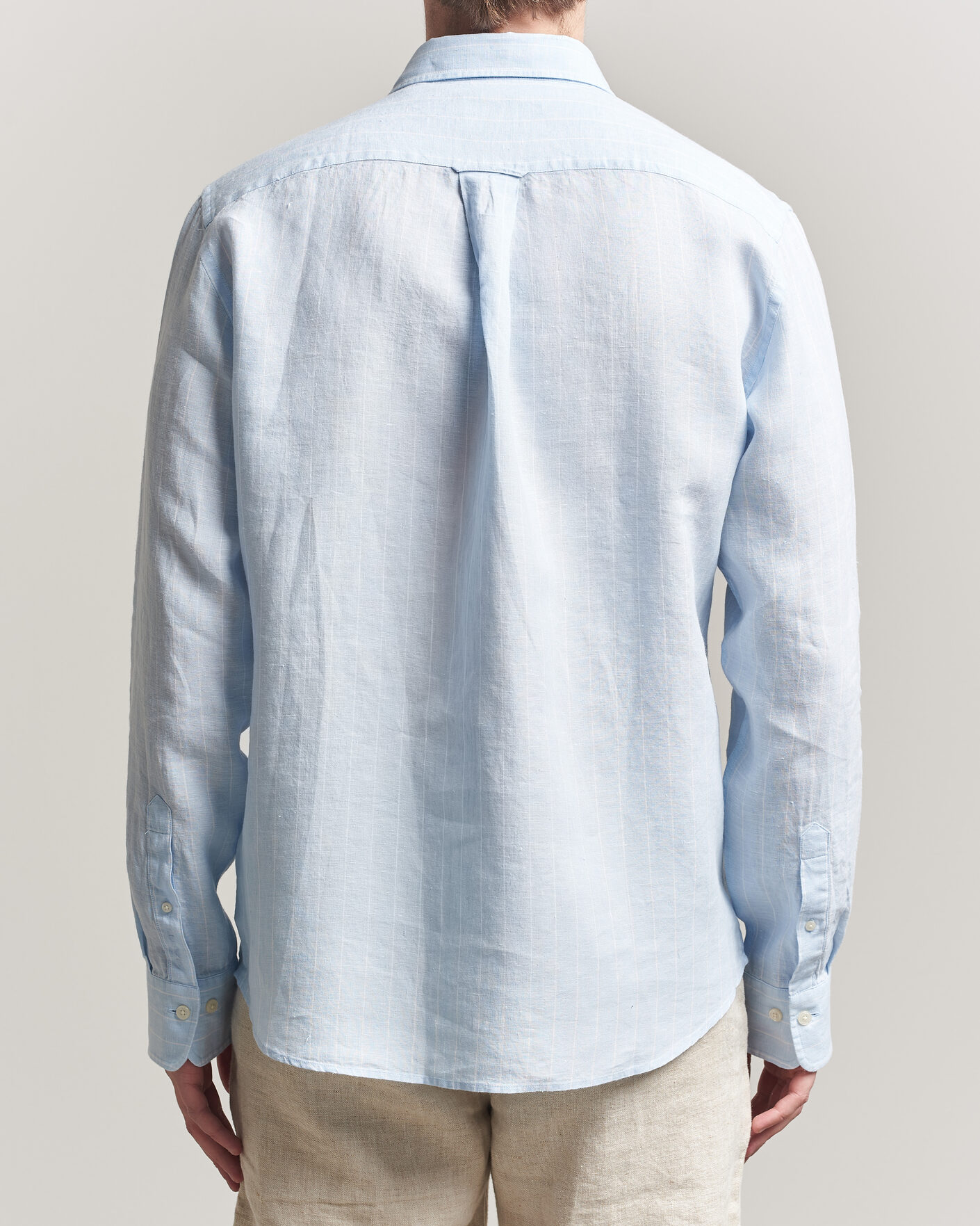 Herr | Skjortor | Gant | Regular Fit Linen Striped Shirt Sky Blue
