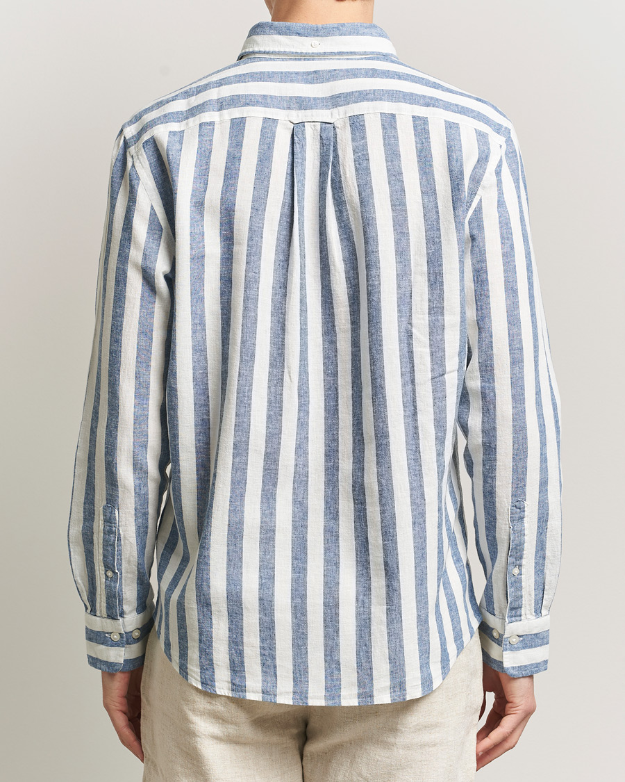 Herr | Skjortor | GANT | Regular Fit Linen/Cotton Striped Shirt Vintage Blue