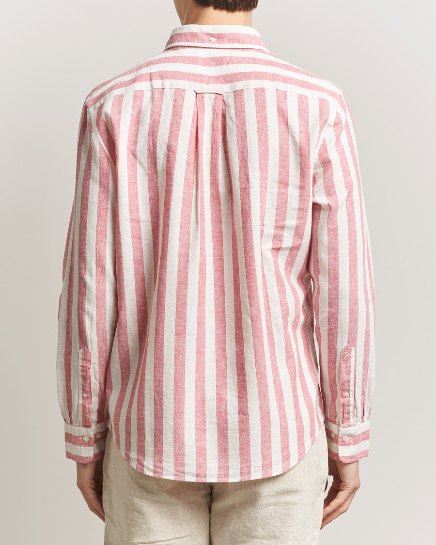 Herr | Skjortor | GANT | Regular Fit Linen/Cotton Striped Shirt Rose Pink