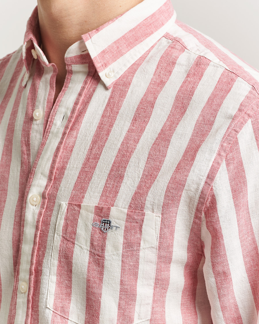 Herr | Skjortor | Gant | Regular Fit Linen/Cotton Striped Shirt Rose Pink