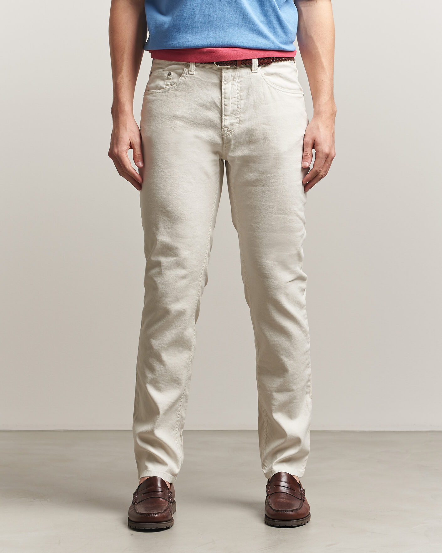 Herr | Byxor | Gant | Slim Fit Cotton/Linen 5-Pocket Pants Sand