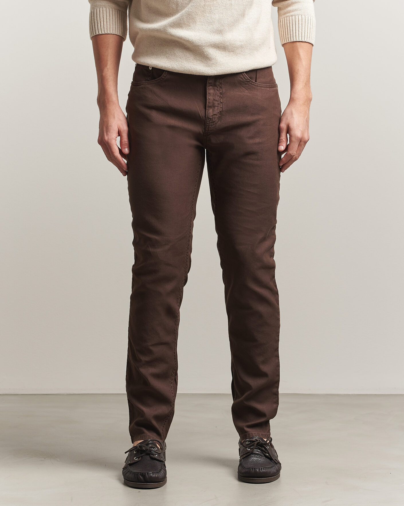 Herr | Byxor | Gant | Slim Fit Cotton/Linen 5-Pocket Pants Rich Brown
