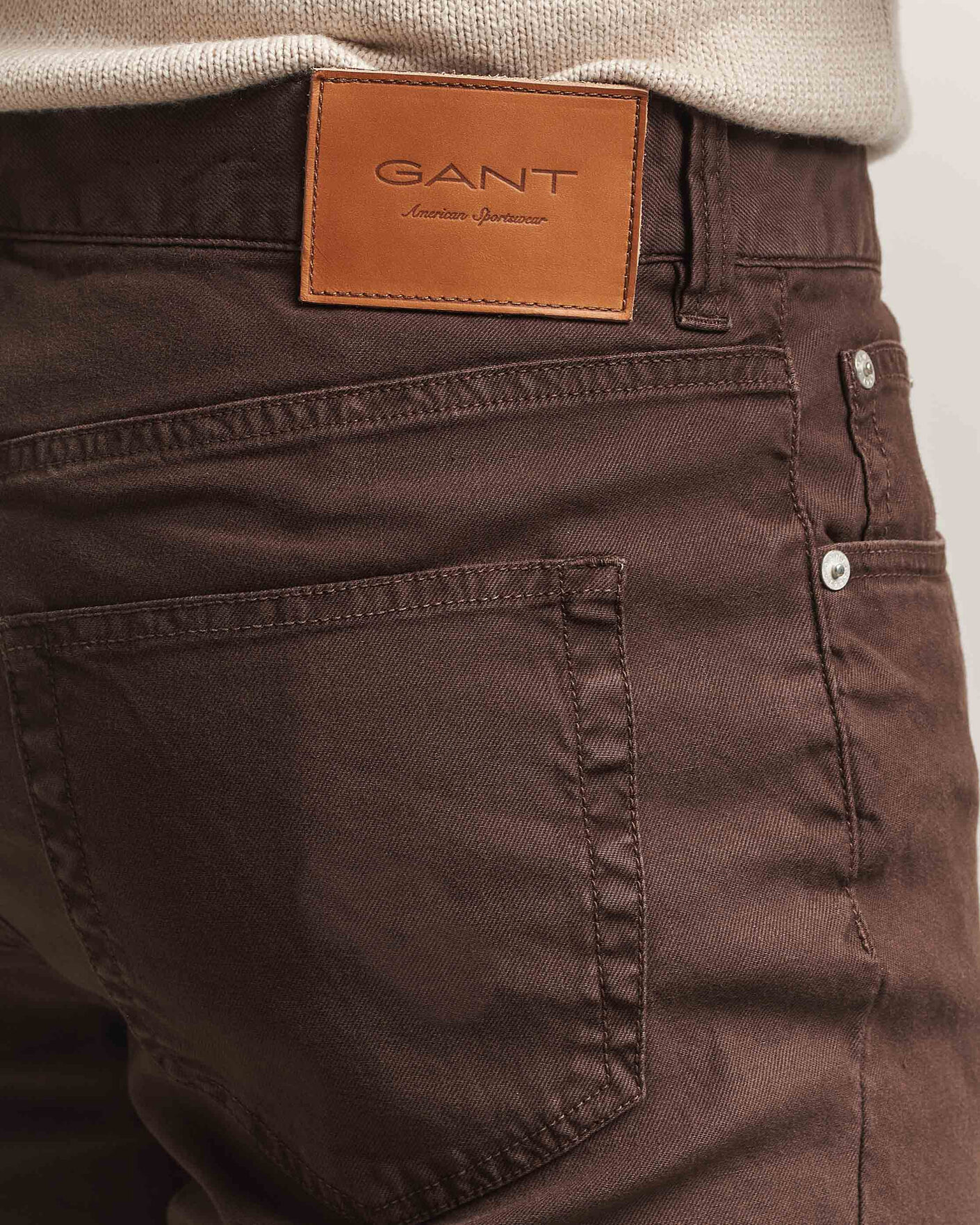 Herr | Byxor | Gant | Slim Fit Cotton/Linen 5-Pocket Pants Rich Brown
