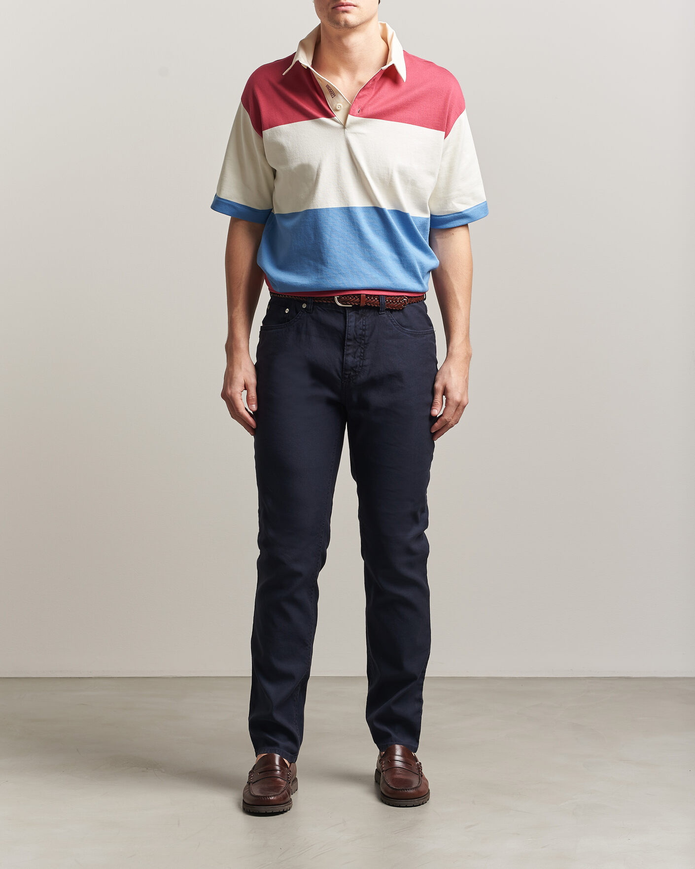 Herr | Byxor | Gant | Slim Fit Cotton/Linen 5-Pocket Pants Evening Blue