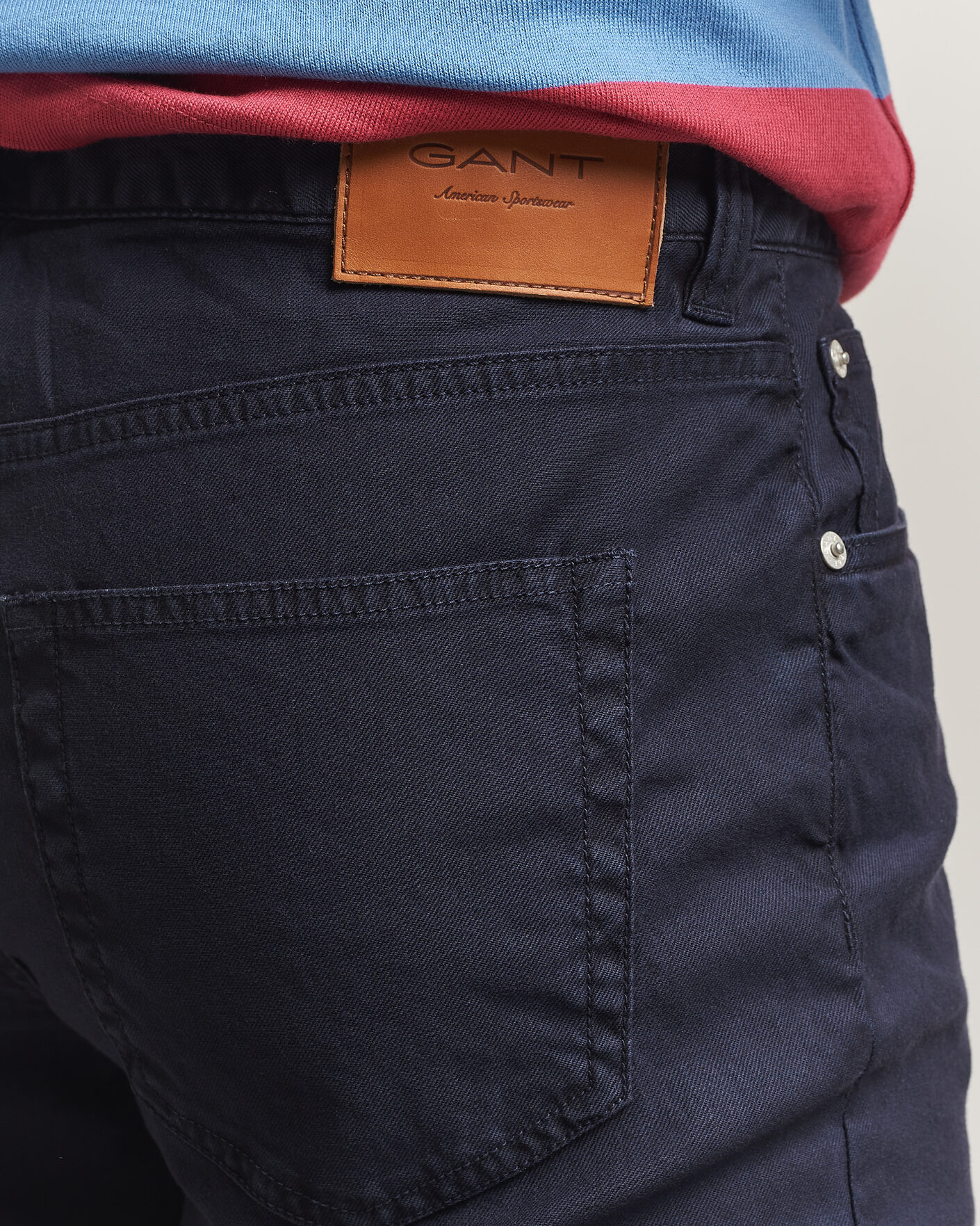 Herr | Byxor | Gant | Slim Fit Cotton/Linen 5-Pocket Pants Evening Blue