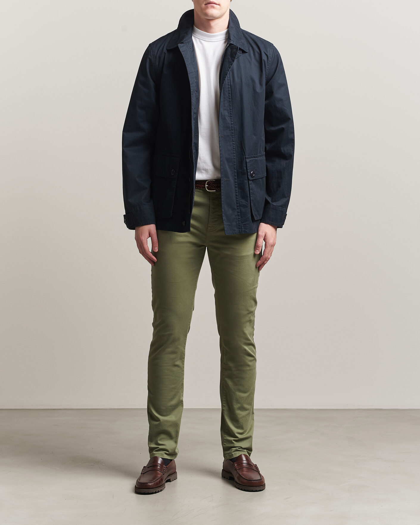 Herr | Byxor | GANT | Slim Fit Desert 5-Pocket Pants Dry Herb Green
