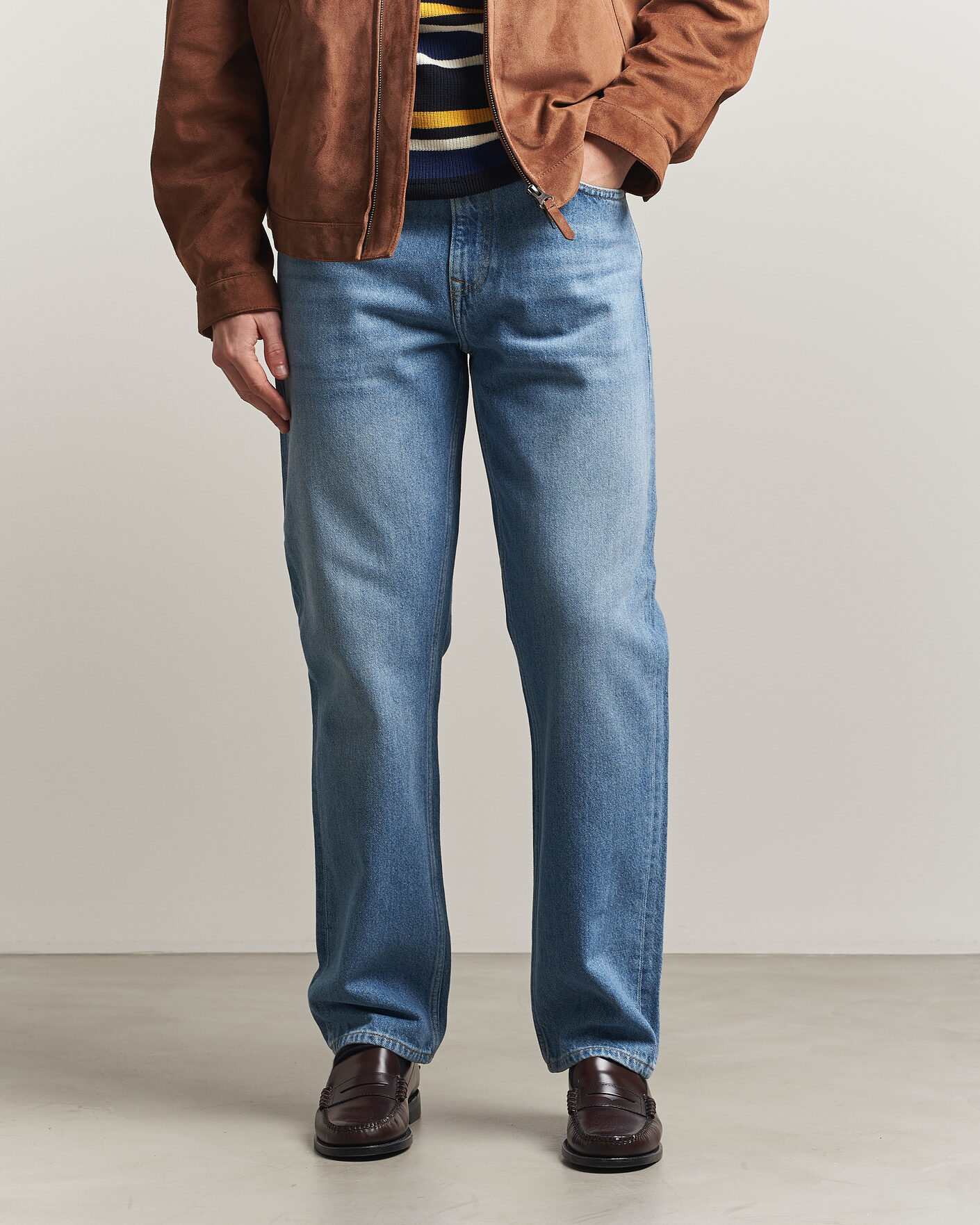 Herr | Byxor | Gant | Straight Fit Jeans Semi Light Blue Worn In