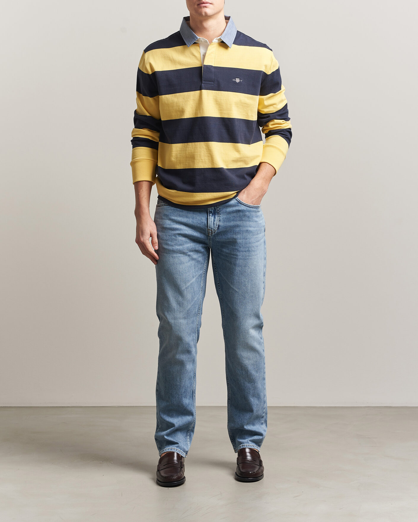Herr | Byxor | Gant | Regular Fit Jeans Semi Light Blue Worn In