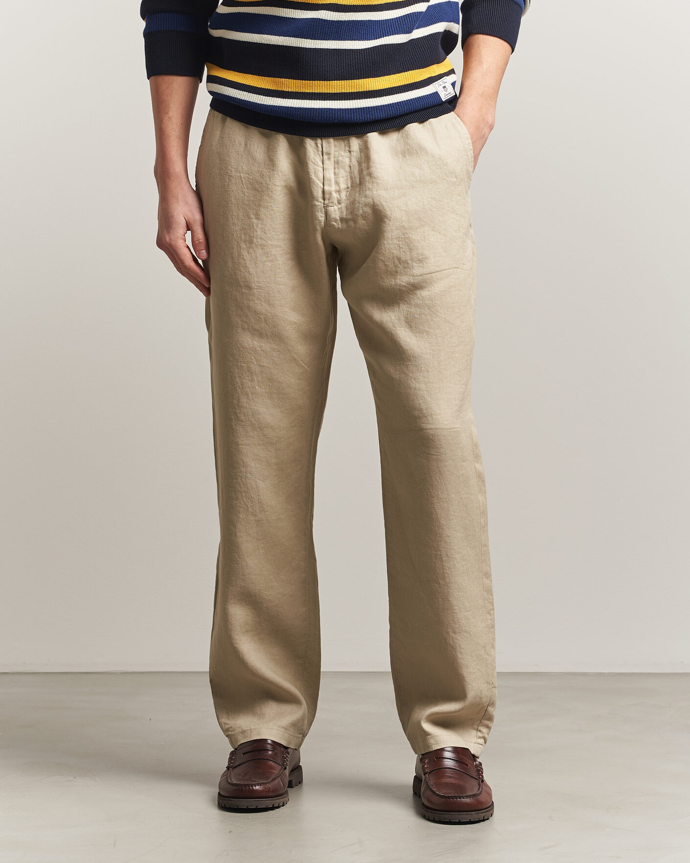 Herr | Byxor | GANT | Regular Fit Linen Drawstring Pants Oat Beige
