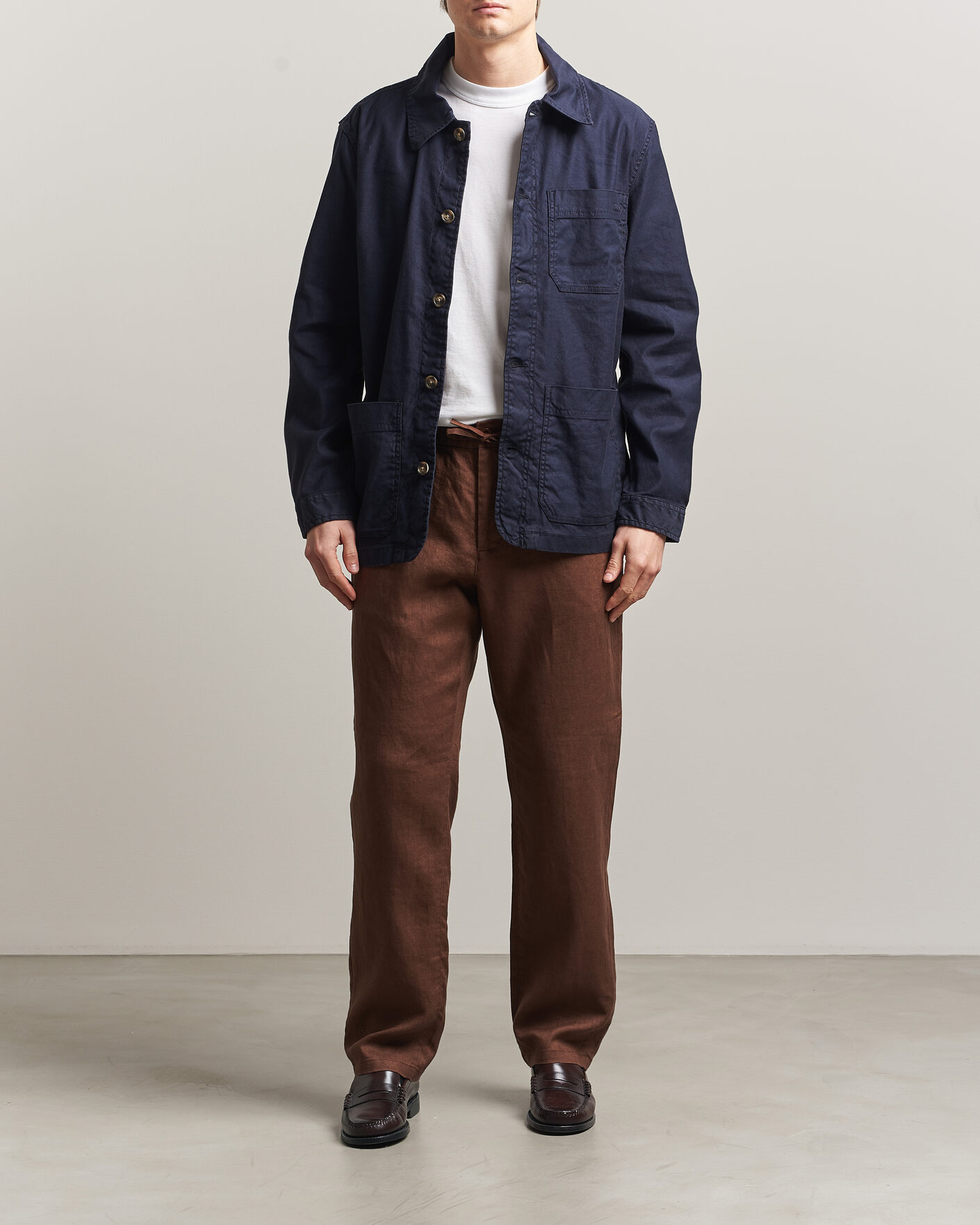 Herr | Byxor | GANT | Regular Fit Linen Drawstring Pants Mahogany Brown