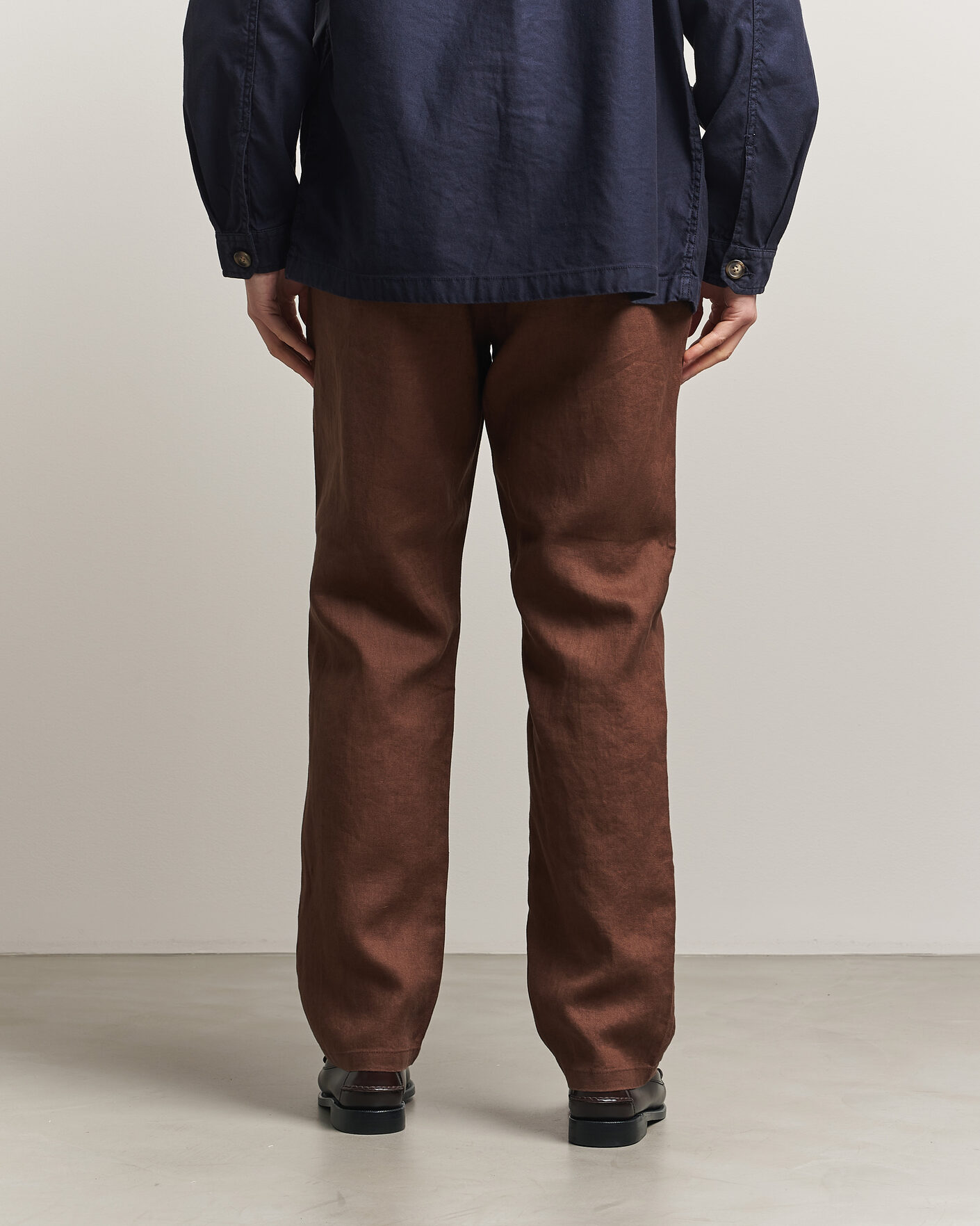 Herr | Byxor | GANT | Regular Fit Linen Drawstring Pants Mahogany Brown