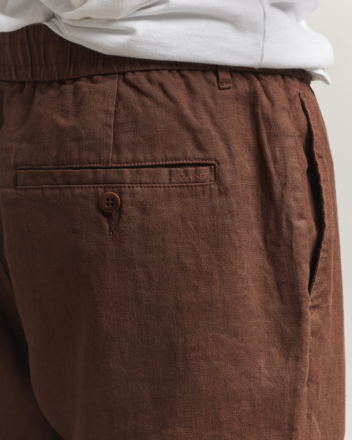 Herr | Byxor | GANT | Regular Fit Linen Drawstring Pants Mahogany Brown