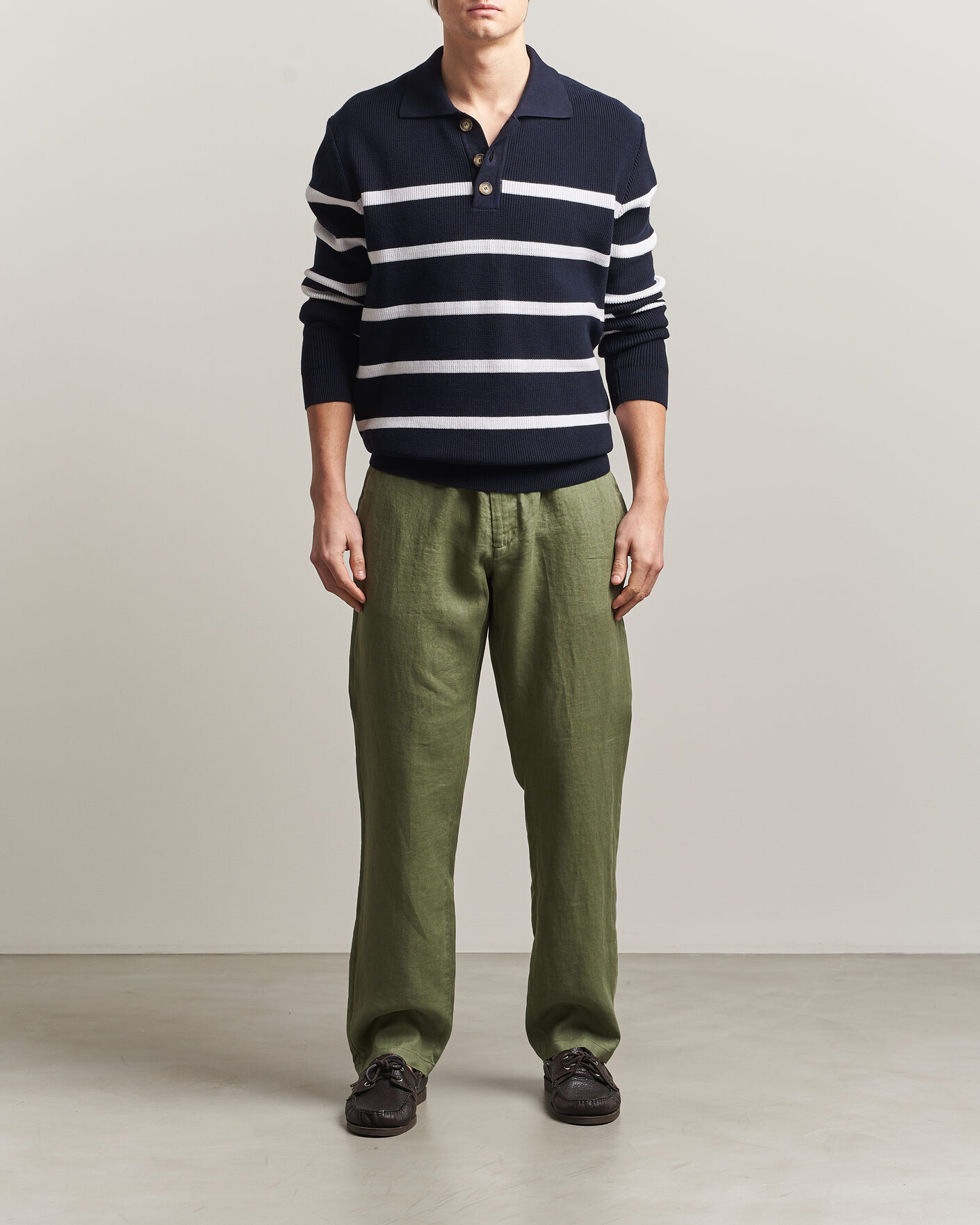 Herr | Byxor | Gant | Regular Fit Linen Drawstring Pants Dry Herb Green
