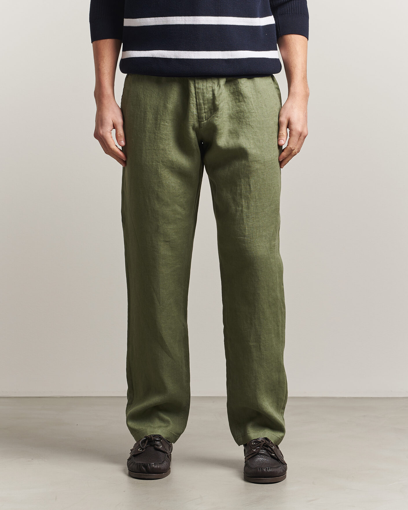 Herr | Byxor | Gant | Regular Fit Linen Drawstring Pants Dry Herb Green