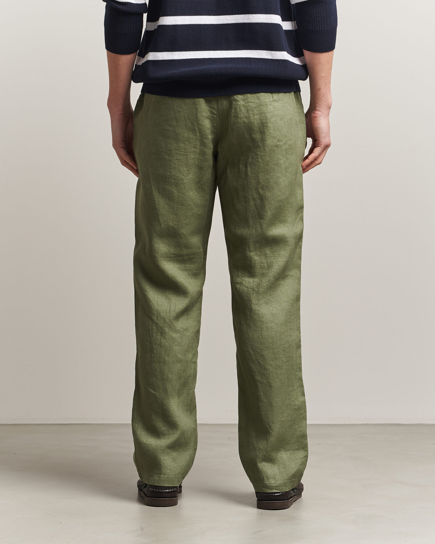 Herr | Byxor | GANT | Regular Fit Linen Drawstring Pants Dry Herb Green