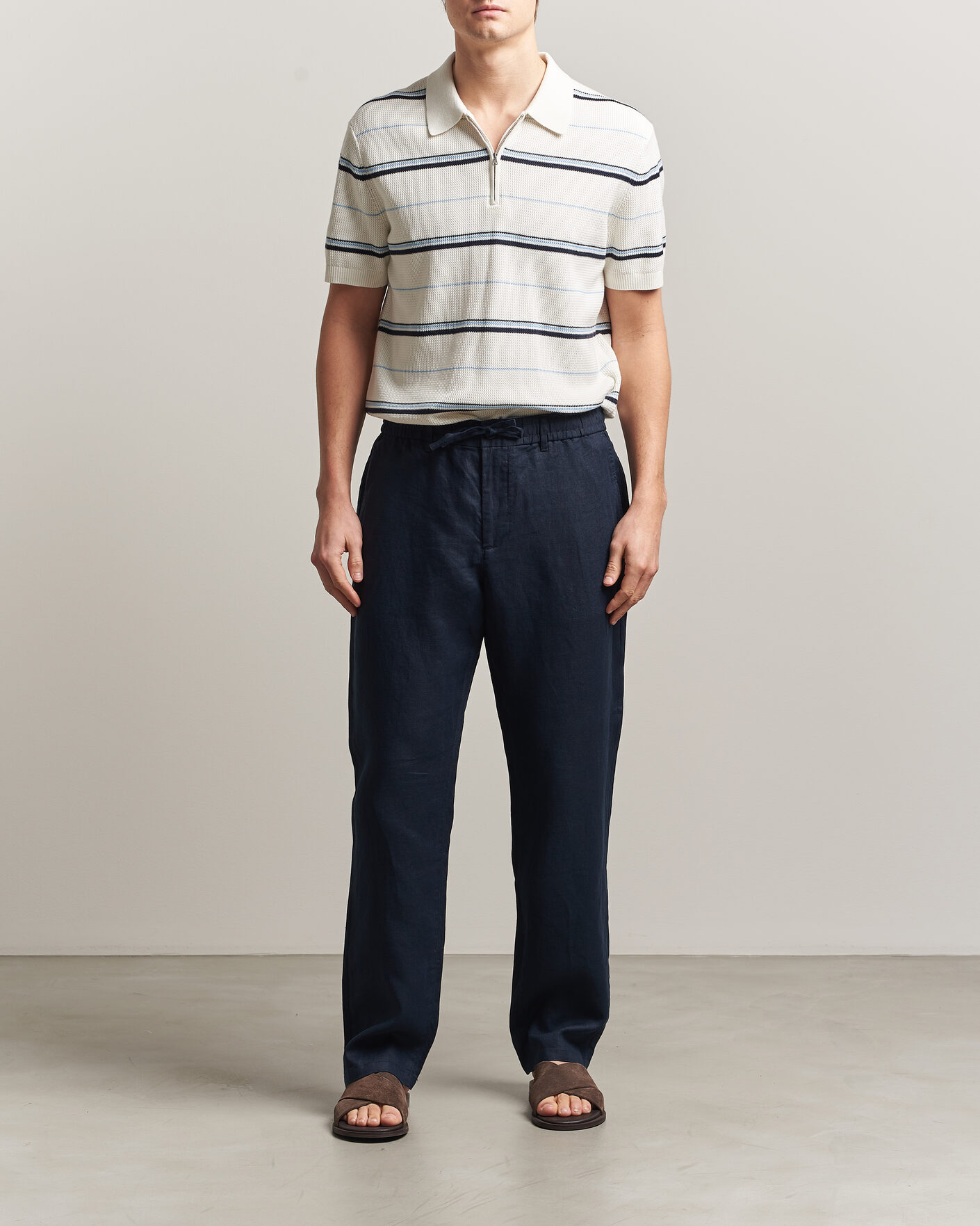 Herr | Byxor | Gant | Regular Fit Linen Drawstring Pants Evening Blue