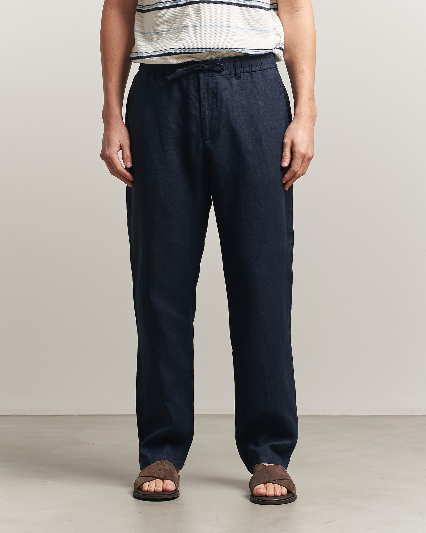 Herr | Byxor | Gant | Regular Fit Linen Drawstring Pants Evening Blue
