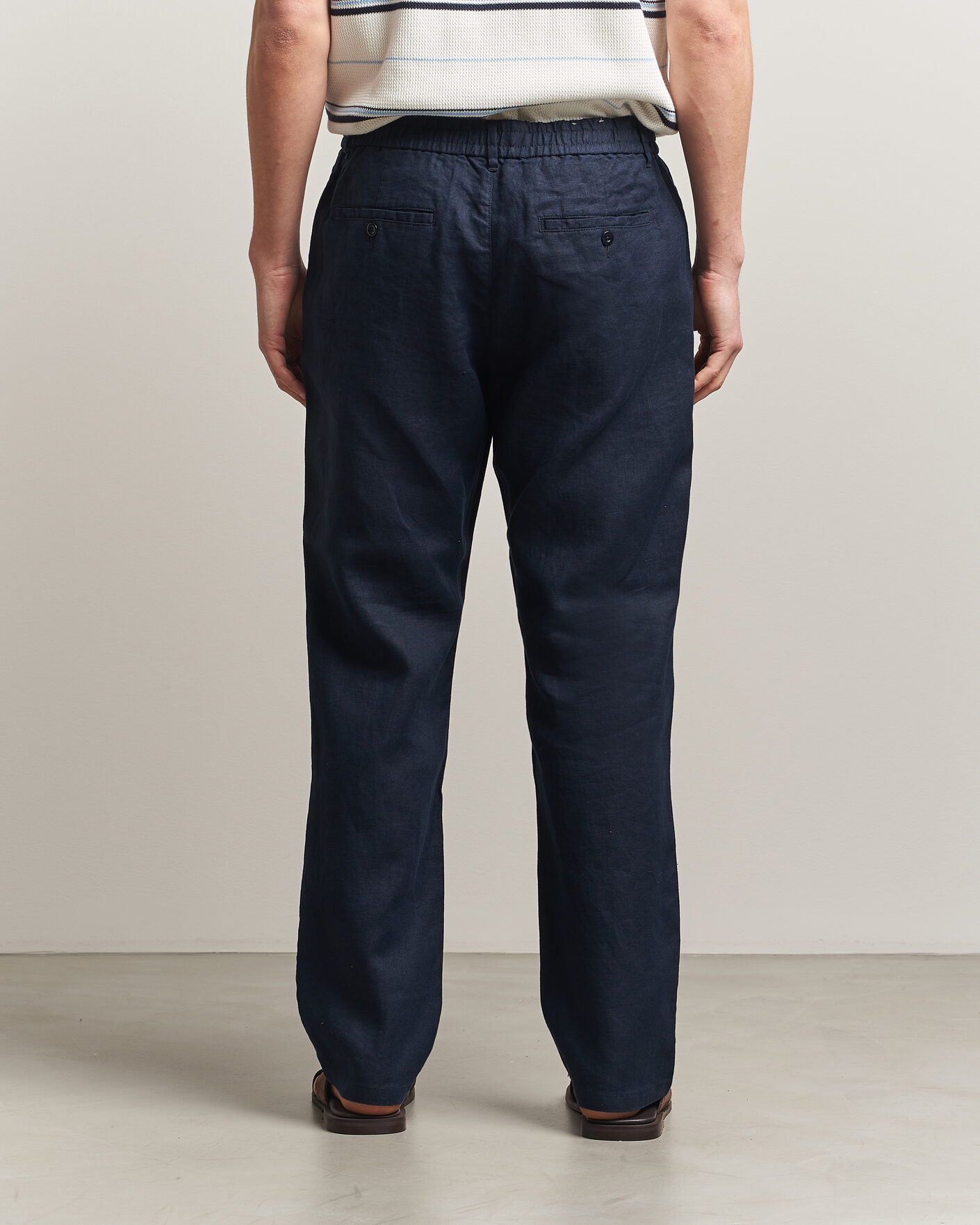 Herr | Byxor | GANT | Regular Fit Linen Drawstring Pants Evening Blue