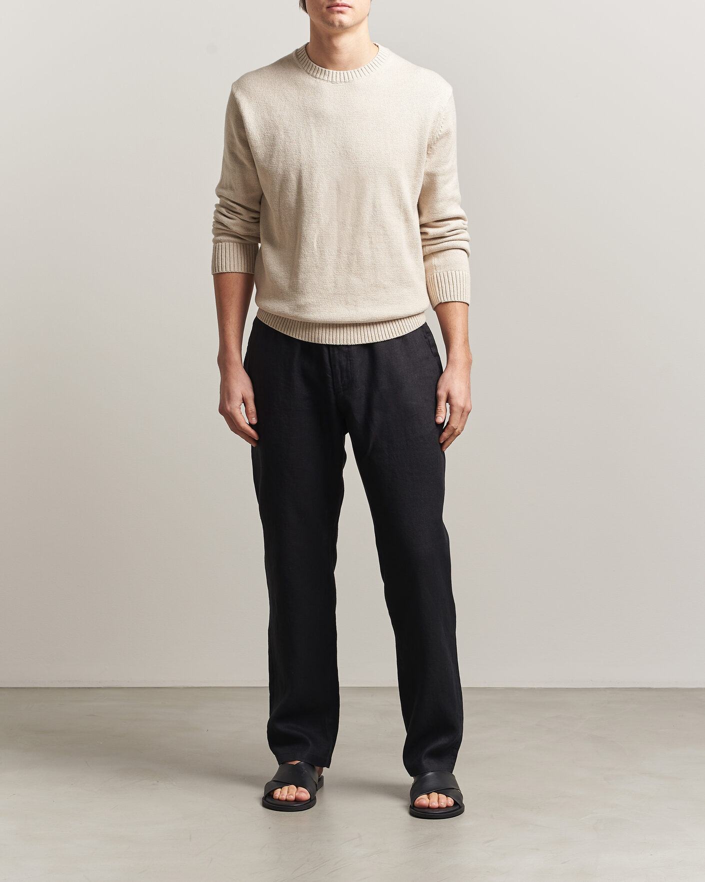 Herr | Byxor | Gant | Regular Fit Linen Drawstring Pants Black