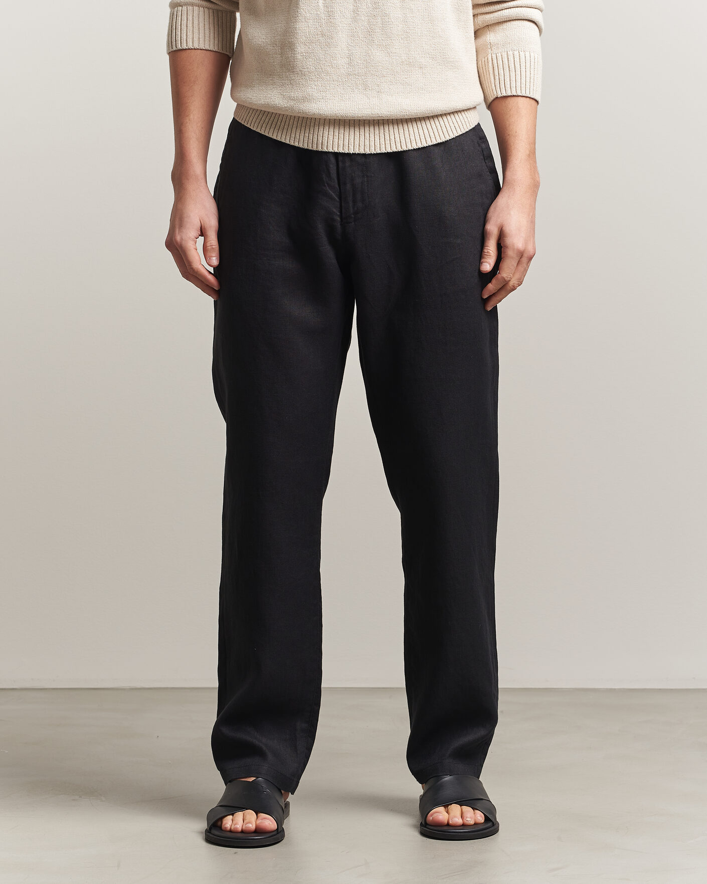 Herr | Byxor | Gant | Regular Fit Linen Drawstring Pants Black